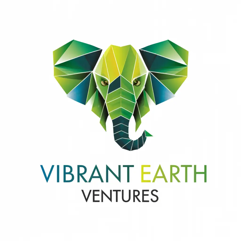 a logo design,with the text "Vibrant Earth Ventures", main symbol:the head of an elephant with the ears turning into the earth, ,Minimalistic,be used in Technology industry,clear background