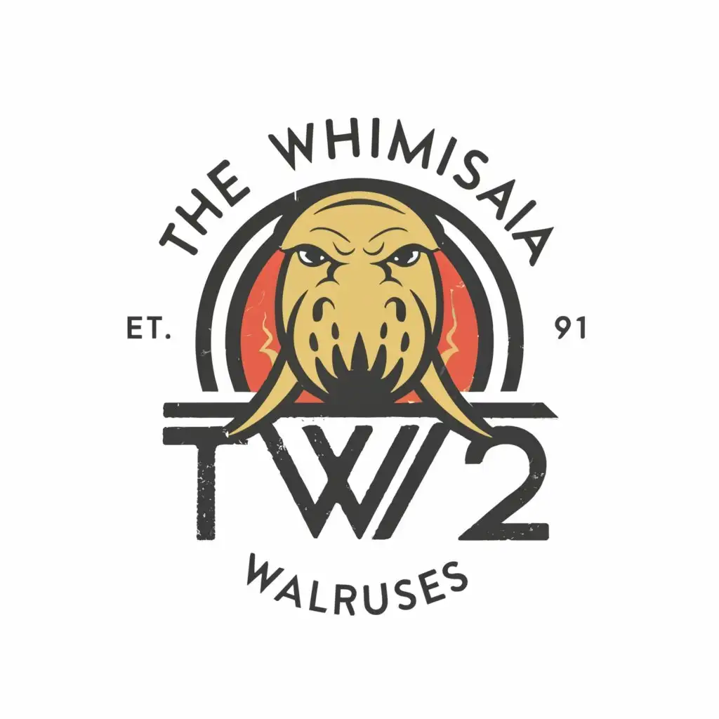 a logo design,with the text 'The Whimsical Walruses', main symbol:TW2, Moderate,be used in, hardrock band,t-shirt, hardrock,clear background