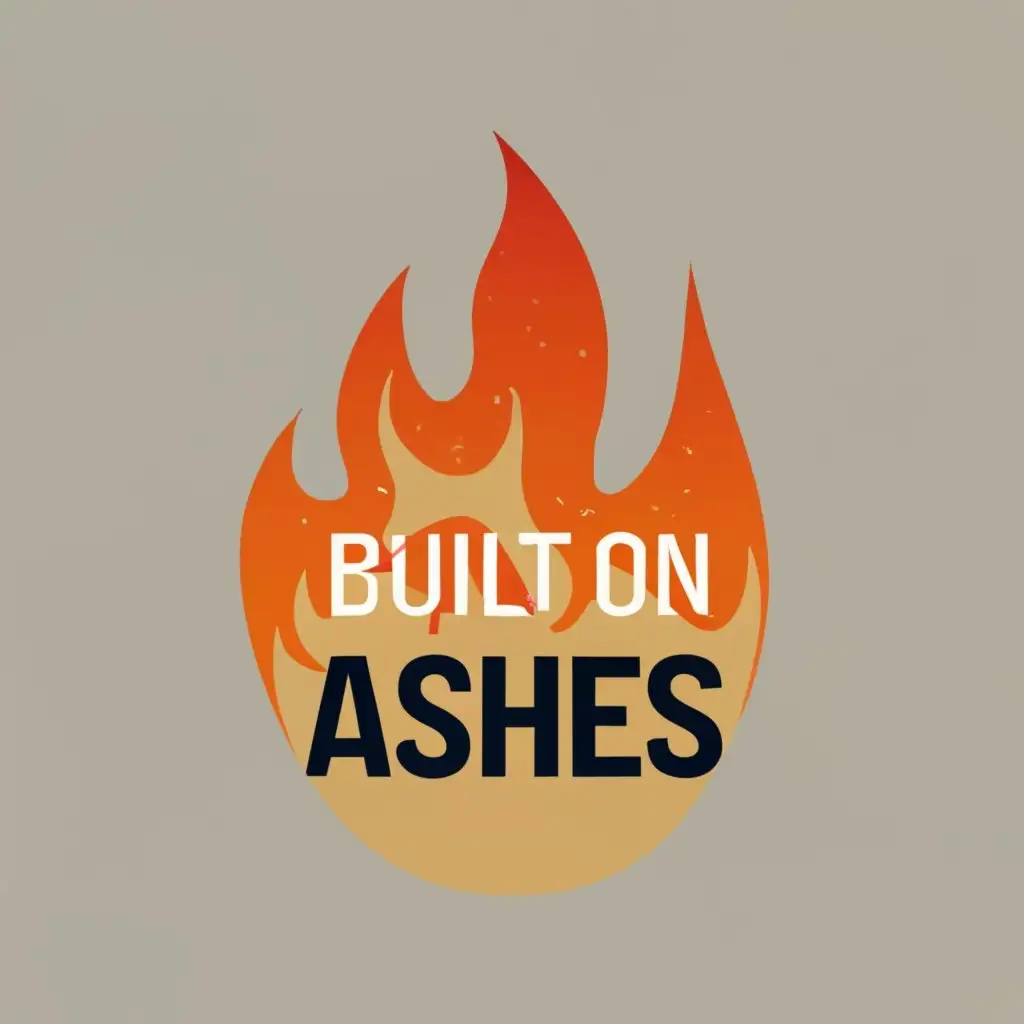 logo, FIRE, with the text "BUILT ON ASHES", typography, be used in Religious industry