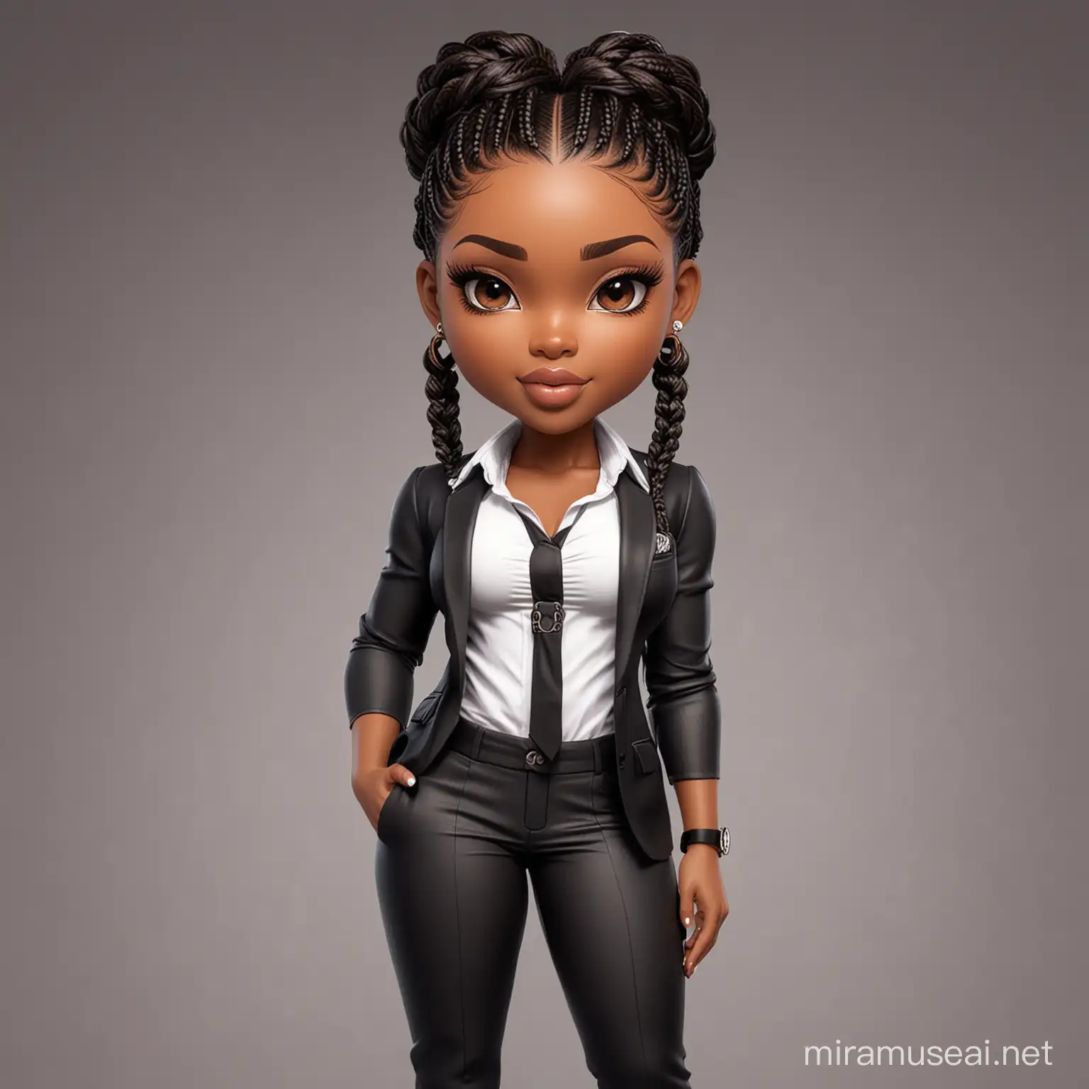 Stylish Black Woman in Luxury Suit and Braids Boss Babe Portrait