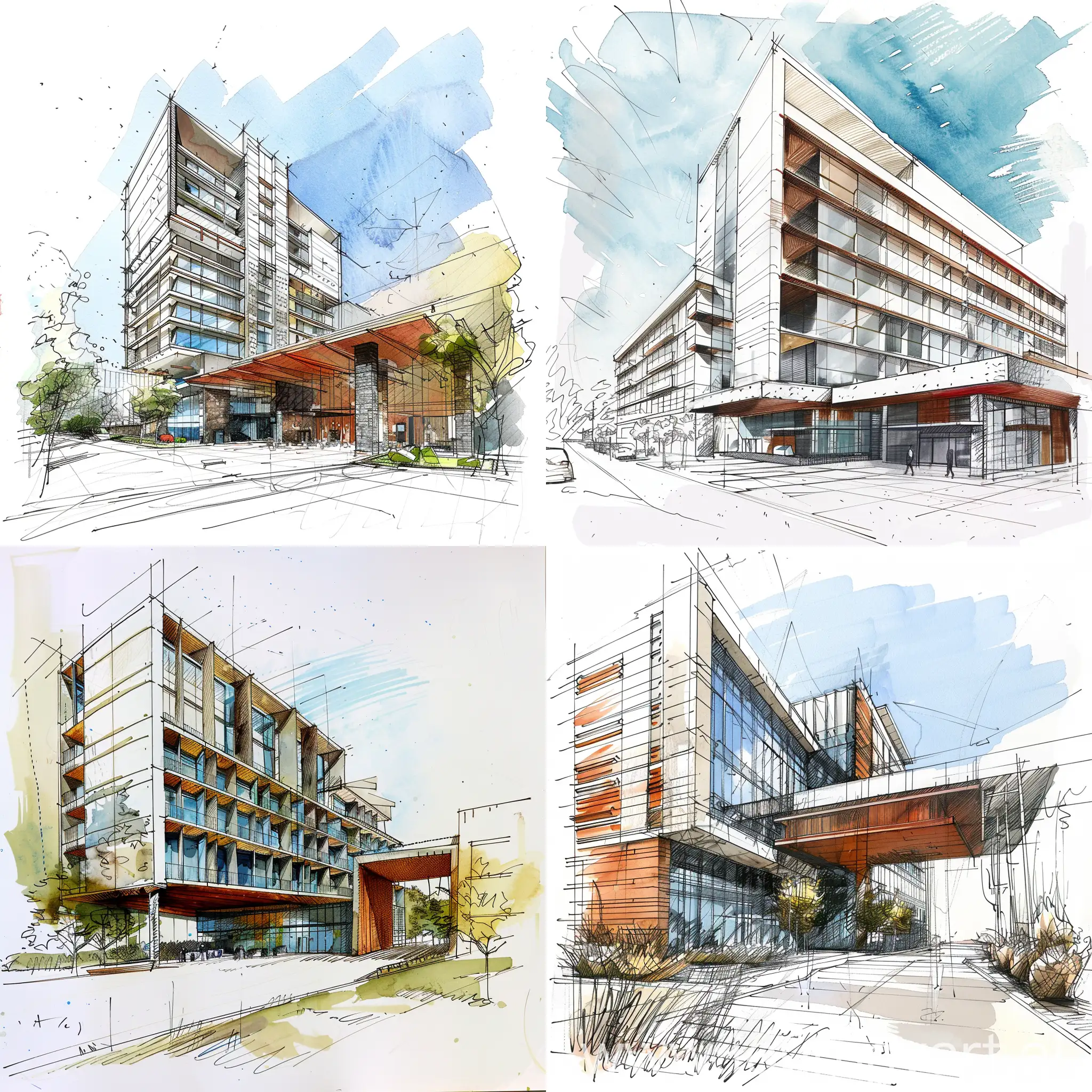 Modern-Hotel-Architectural-Sketch-Futuristic-Urban-Design