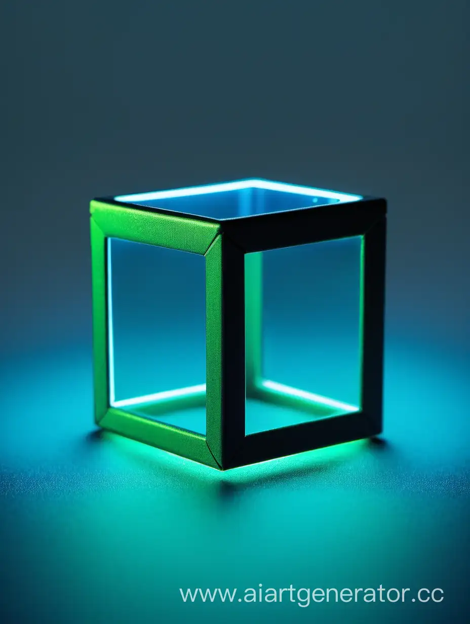 коробочка от кольца, анфас, голубой зеленый цвета, неон 