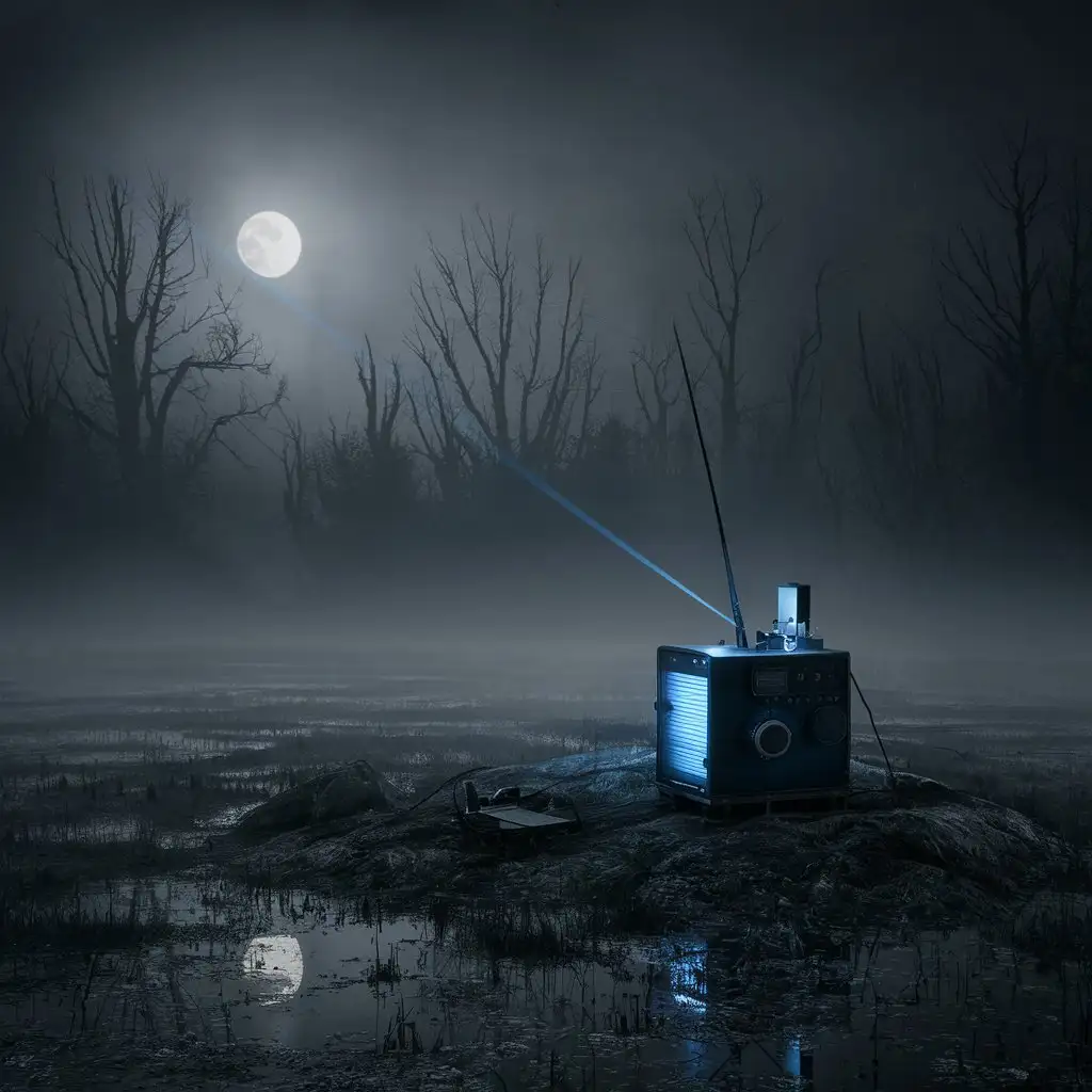 Nighttime Shortwave Radio Broadcast in Haunted Forest Marsh