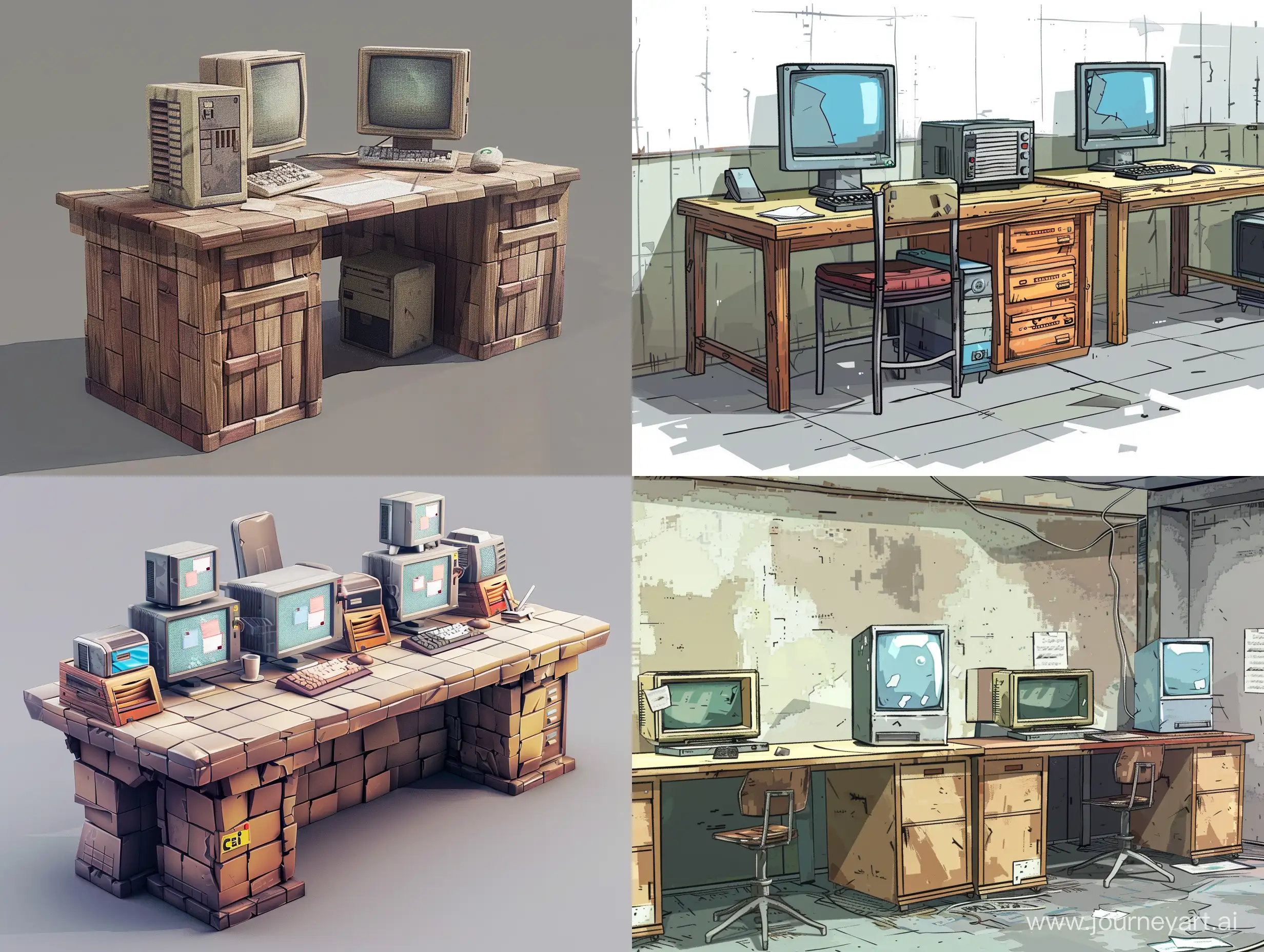 Office-Desk-Interior-for-2D-Platformer-Game-PostApocalyptic-Brutalist-Minimalism