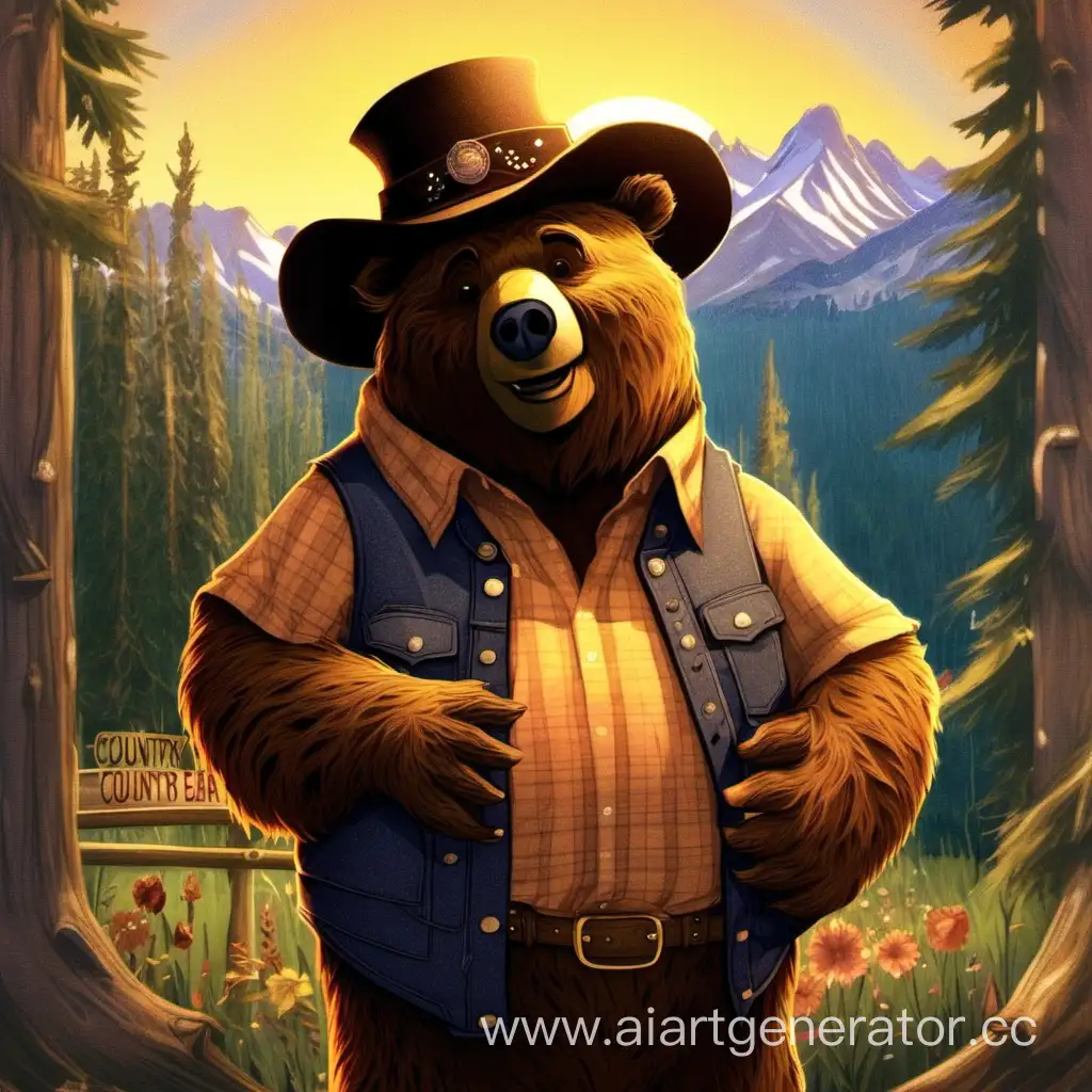 Rustic-Country-Bear-Sculpture-in-Enchanting-Forest-Setting