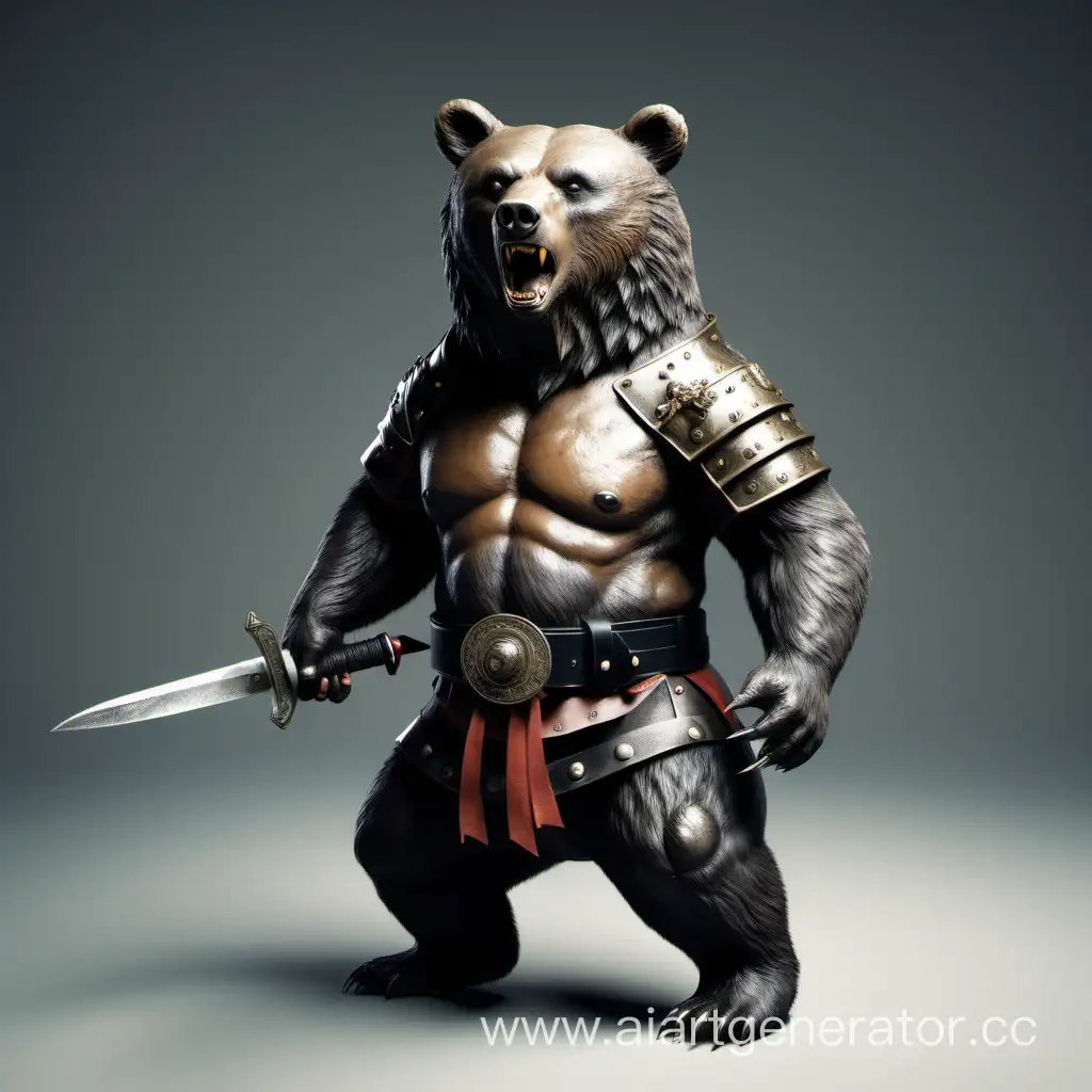 CaucasianType-Bear-Warrior-Wielding-Dagger-and-Black-Chestplate
