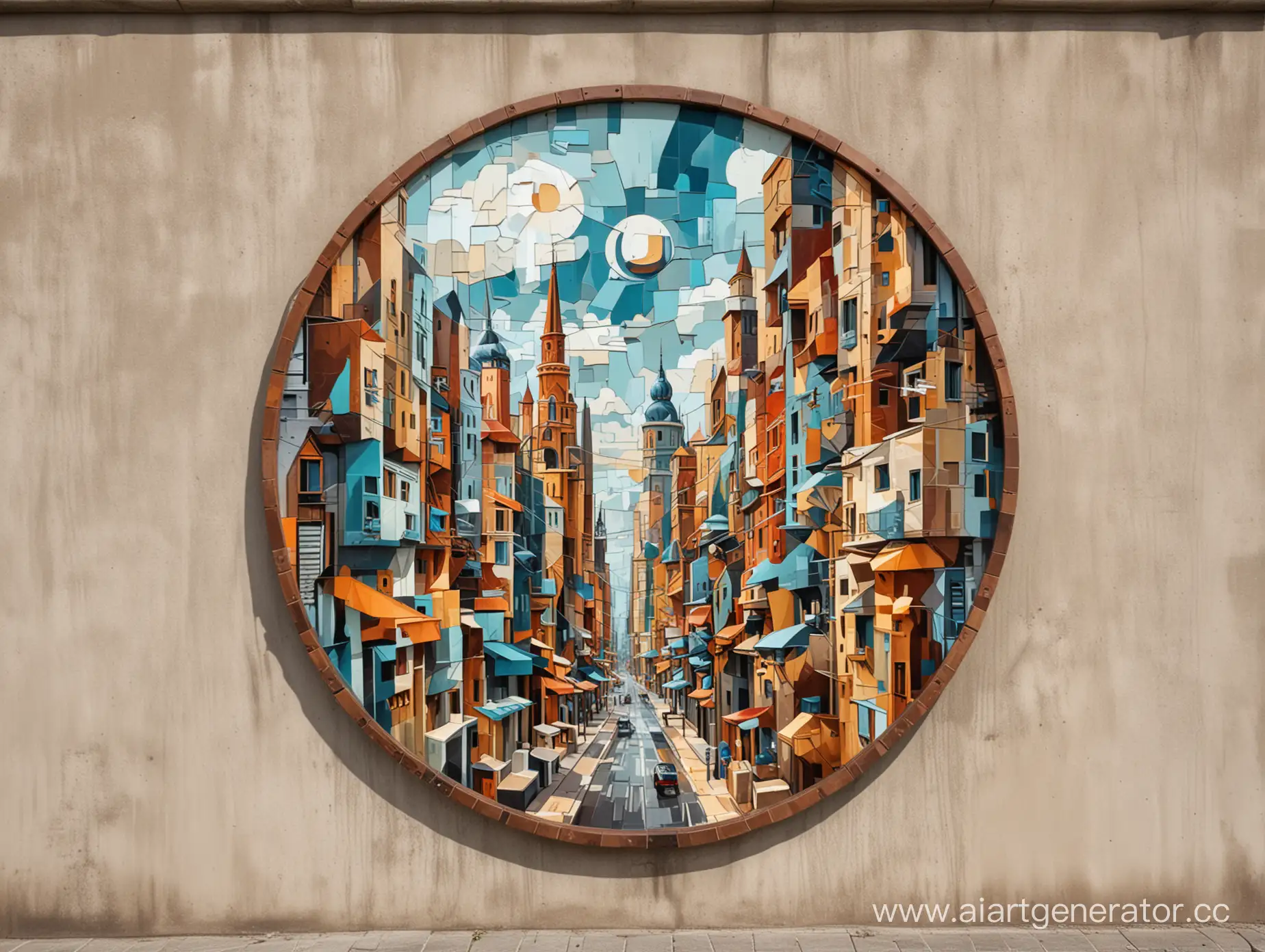 City-Art-Decorative-Cubist-Panel-with-Geometric-Abstraction