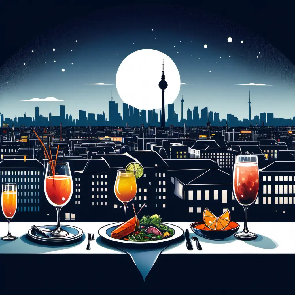 Elegant Dinner and Drinks with Berlin Skyline Backdrop