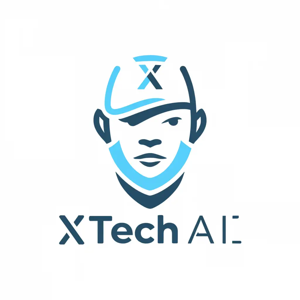 a logo design,with the text "x Tech AI", main symbol:face with cap,Moderate,be used in Technology industry,clear background