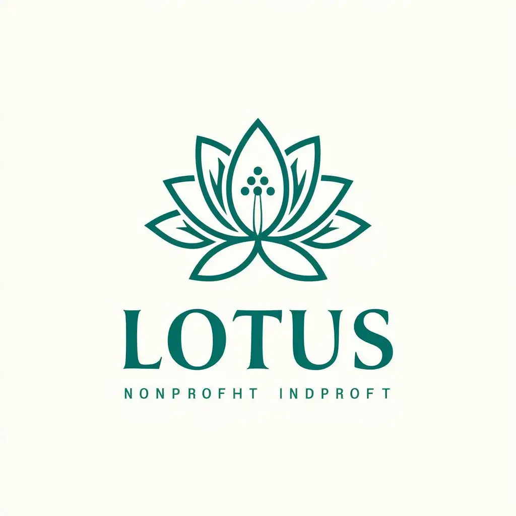 logo, A clean looking elegant Lotus flower surrounded by leaves, with the text "LOTUS", typography, be used in Nonprofit industry