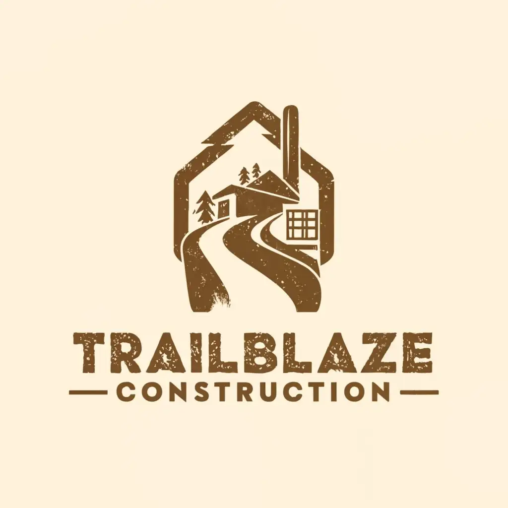 a logo design, with the text 'Trailblaze Construction', main symbol: Rustic trail, new home build, complex, to be used in Construction industry, clear background, no est date, change the font