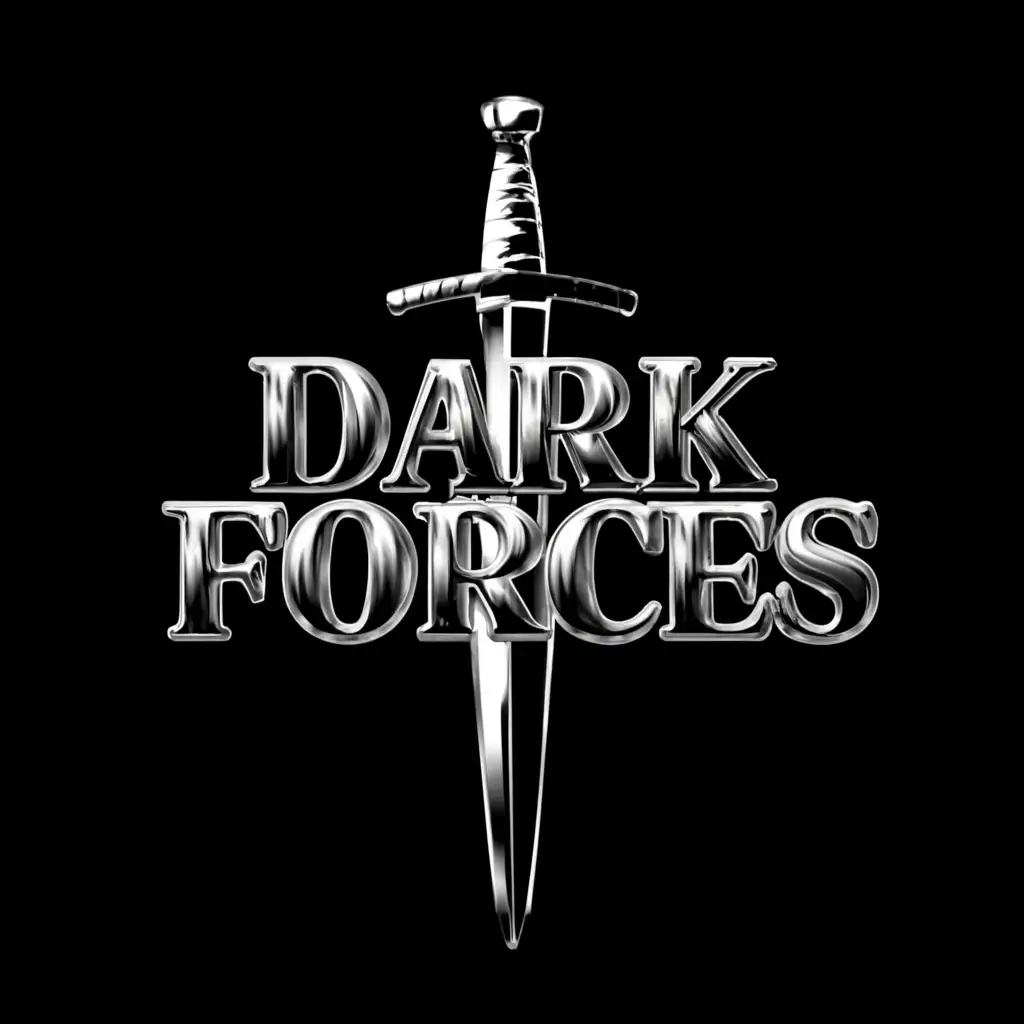 a logo design,with the text "Dark Forces", main symbol:Sword,Moderate,clear background