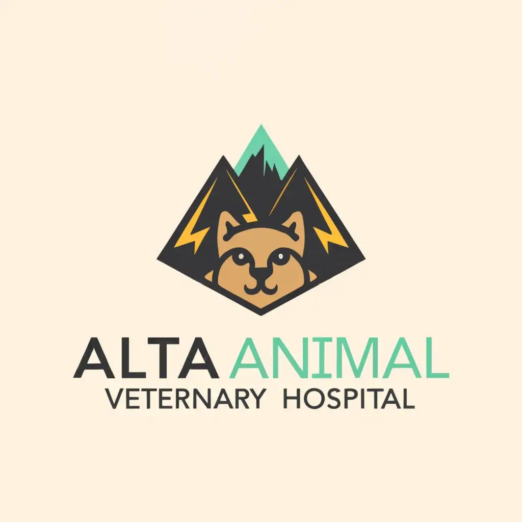 a logo design,with the text "ALTA ANIMAL VETERINARY HOSPITAL", main symbol:mountain and animal,Moderate,clear background