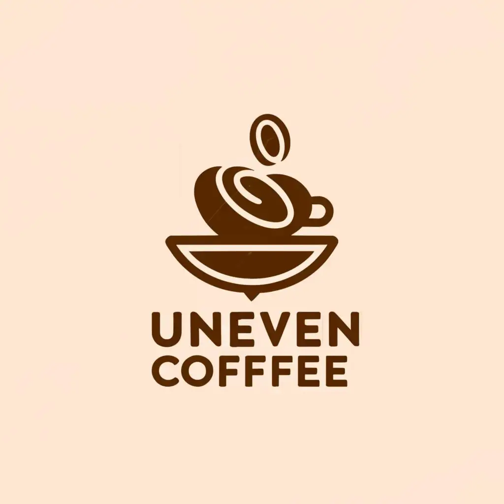 a logo design,with the text "UNEVEN COFFEE", main symbol:coffee beans holds coffee cup,Moderate,be used in Restaurant industry,clear background