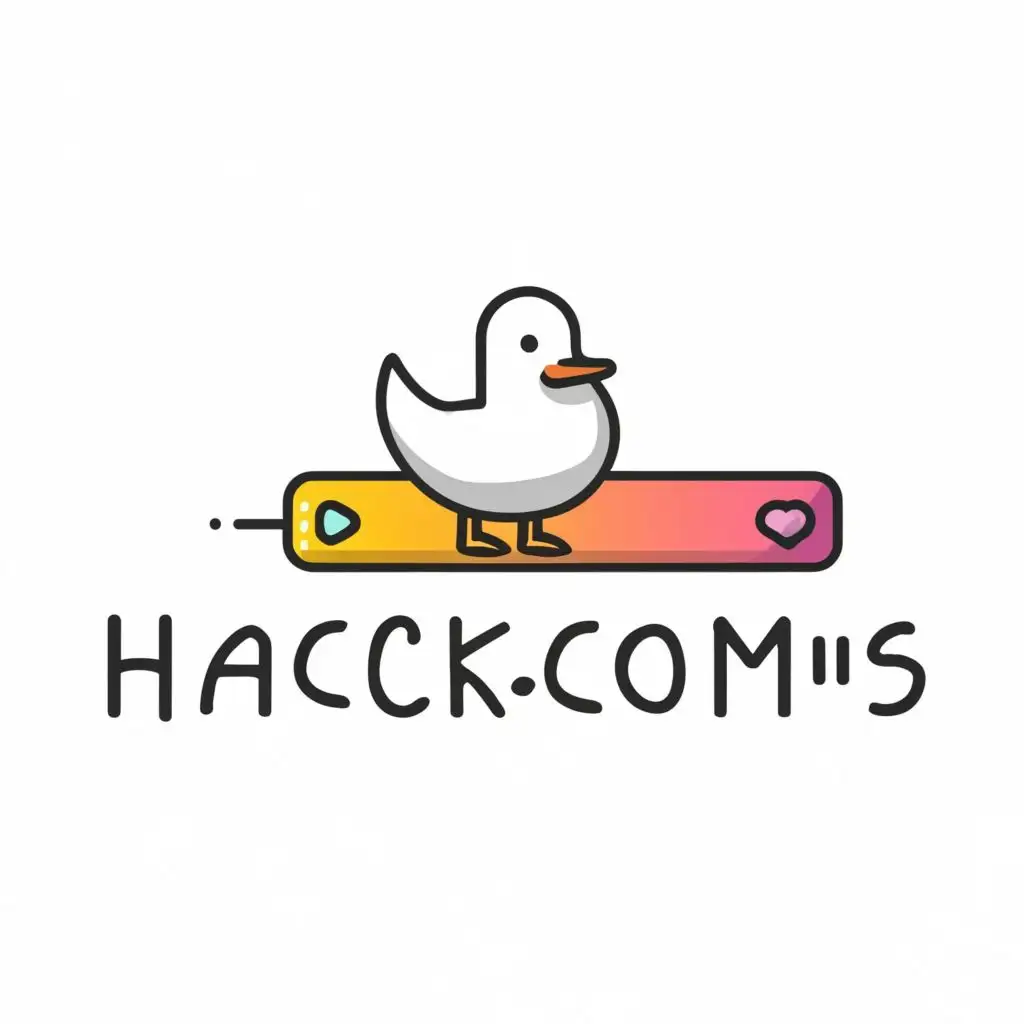 logo, search bar, derpy duck, with the text "HACK.COMS", typography, be used in Travel industry