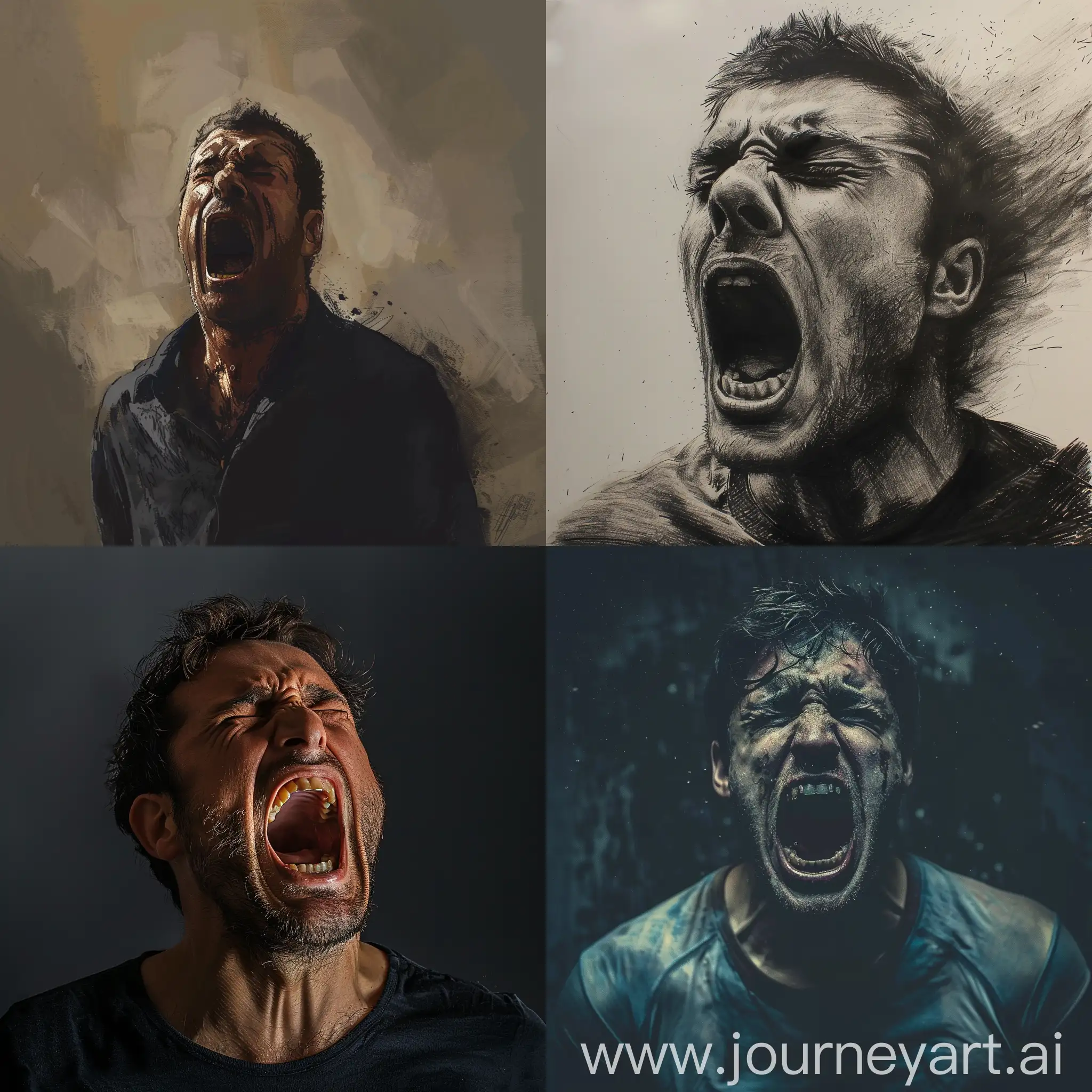 Intense-Man-Screaming-in-Abstract-Art