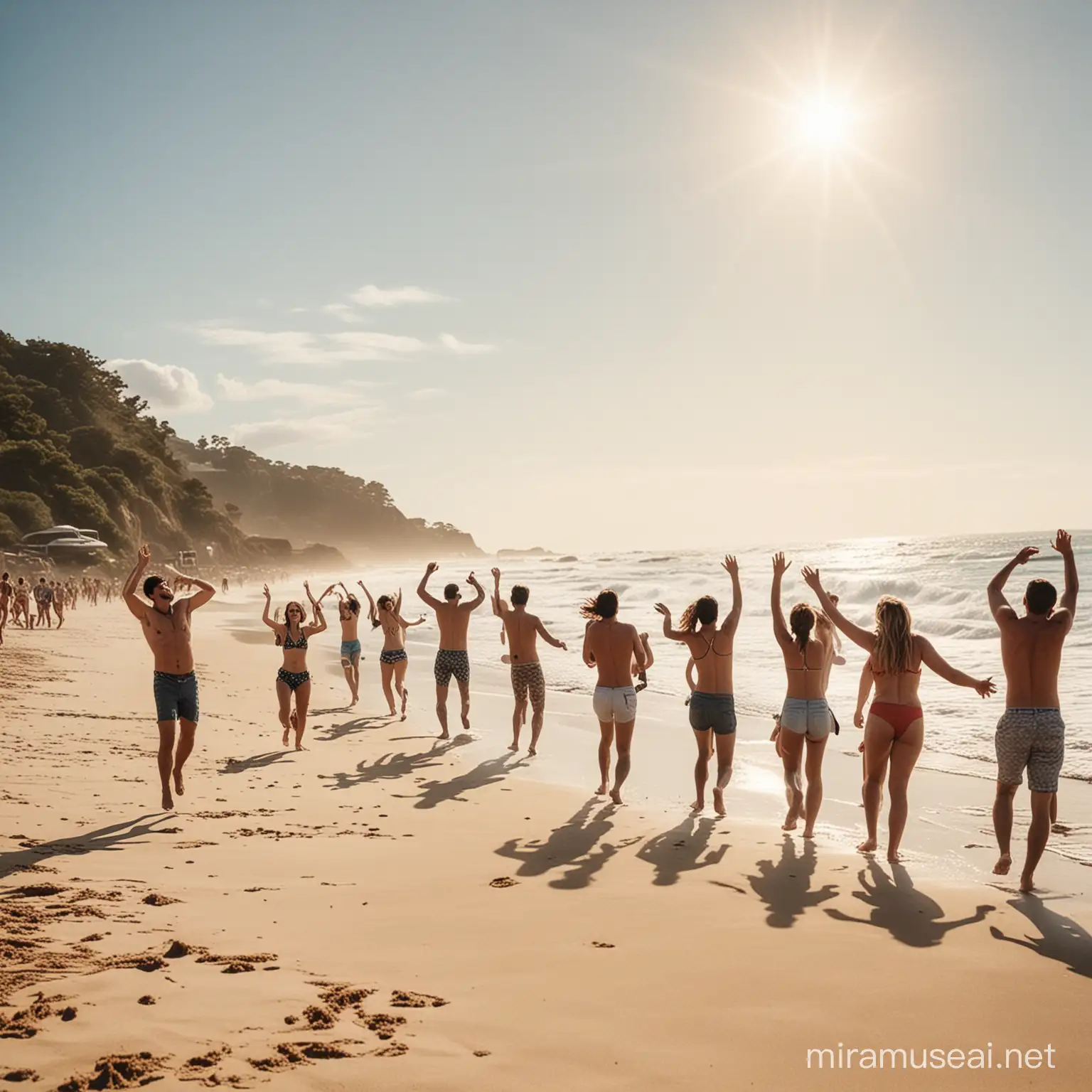 Joyful Beach Celebration Vibrant Living Traveling Scene