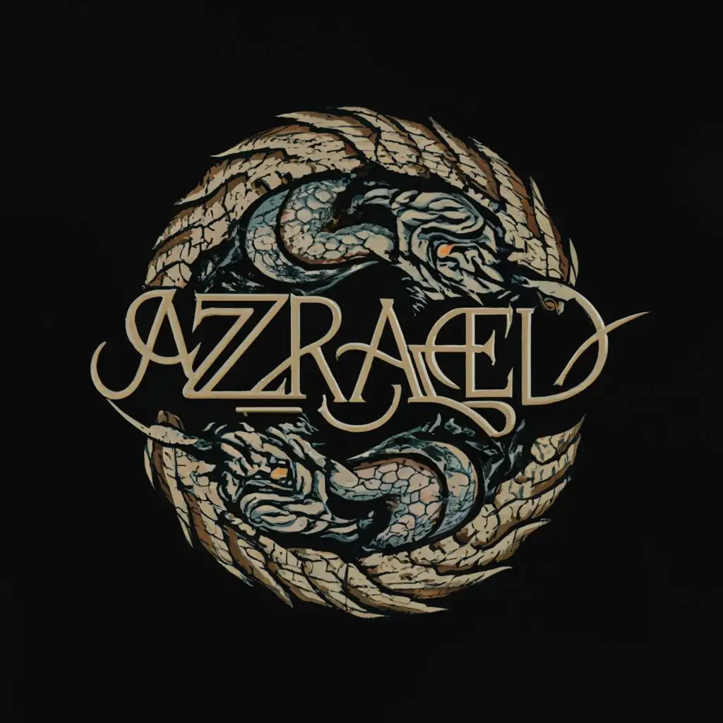 a logo design,with the text "AZRAEL AOD", main symbol:Ouroborous,complex,clear background