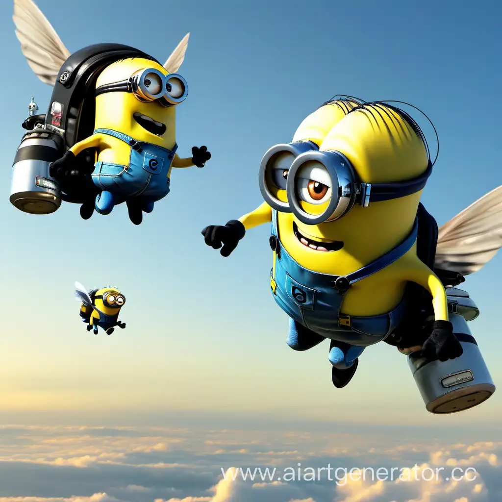 Playful-Minion-Soars-Through-the-Sky-on-a-Jetpack