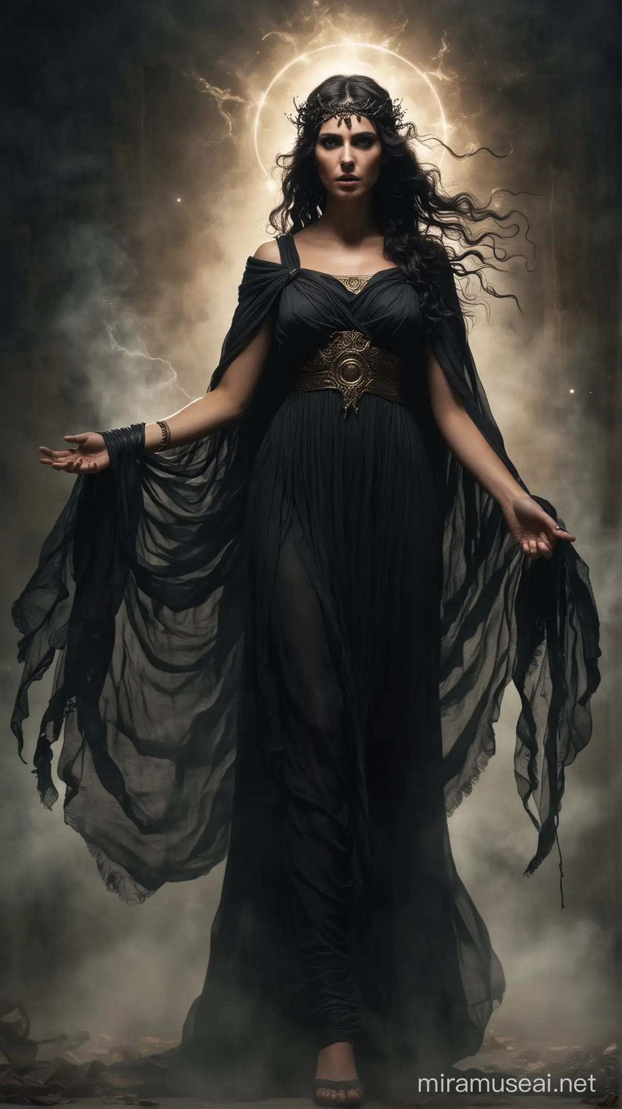 Medea de la mitologia griega, envuelta en una aura de magia negra