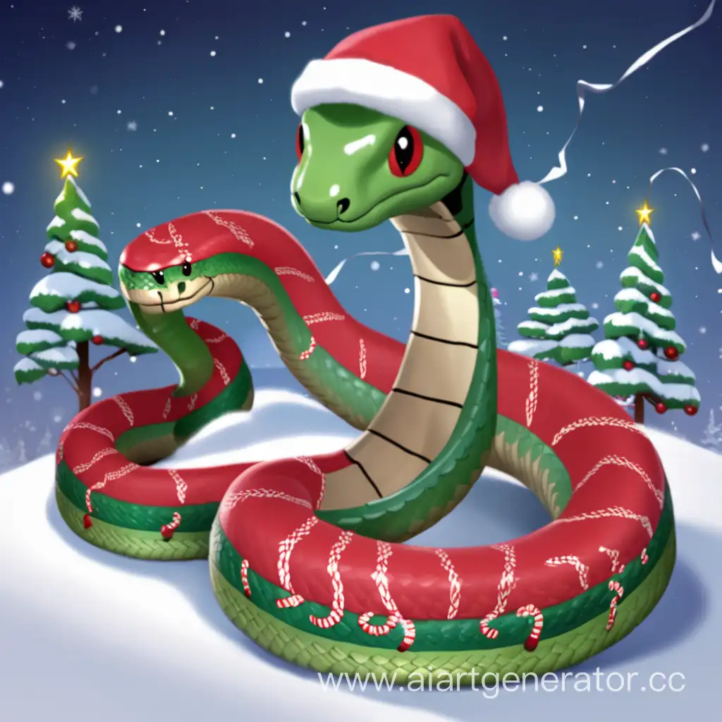 Festive-Christmas-Snake-with-Glittering-Ornaments