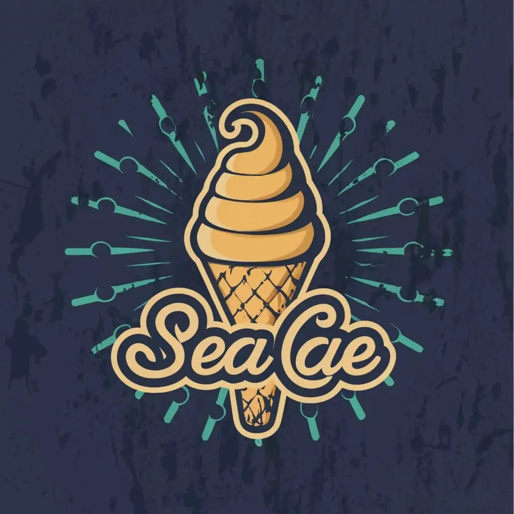 logo, ice cream, with the text "sea ice", typography, be used in Restaurant industry