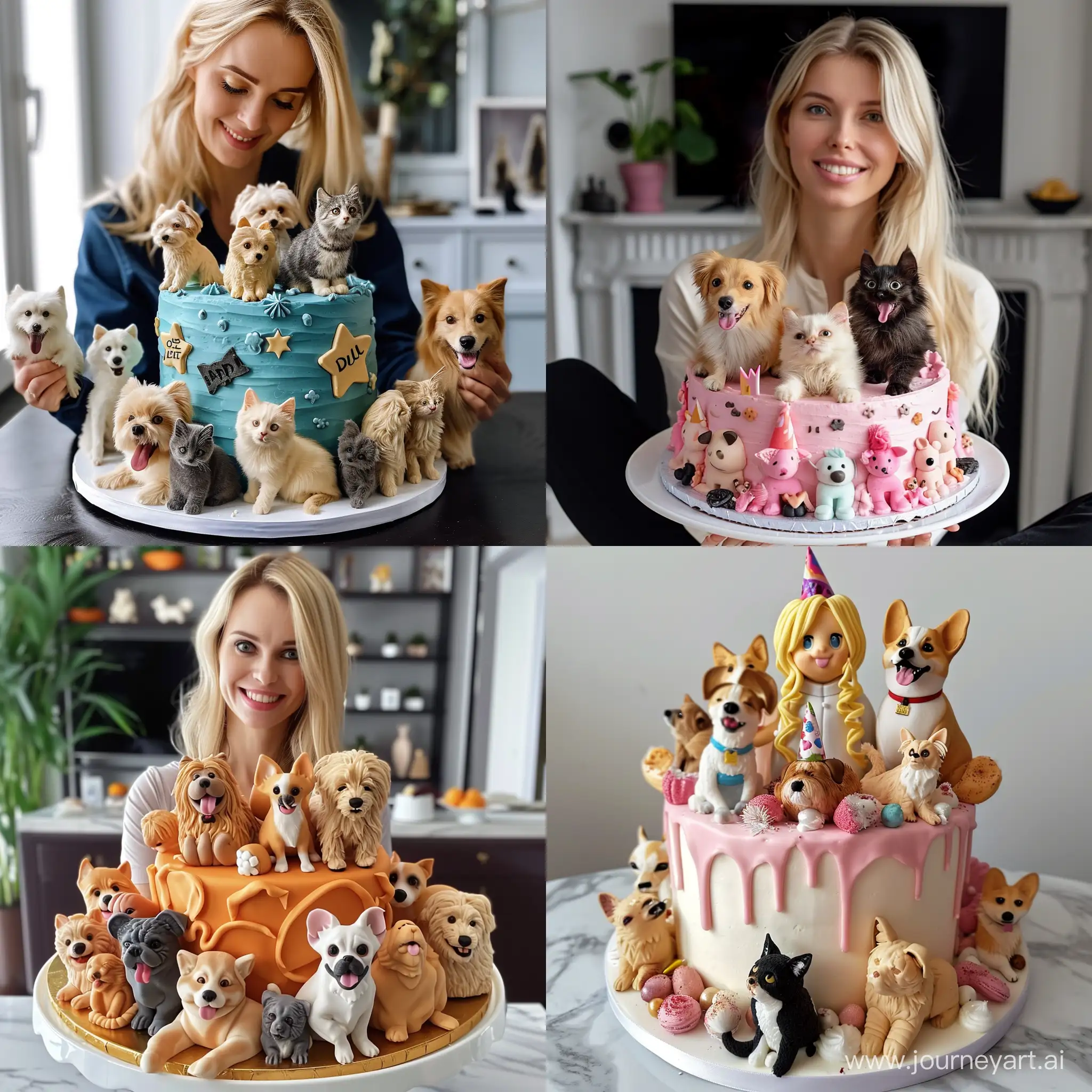 happy birthday cake for sorina pharmacyst blonde who loves dogs and cats