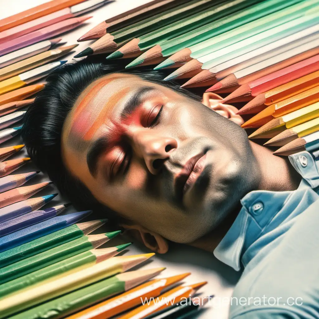 Relaxed-Man-Resting-on-Pastel-Pencils