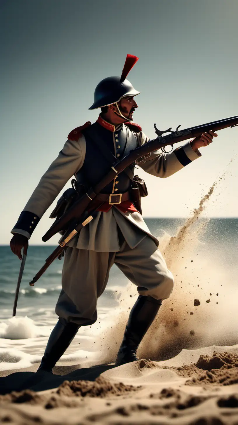 Epic Tercio Spanish Soldier Battle on the Beach 1550 Minimalist Cinematic Photography