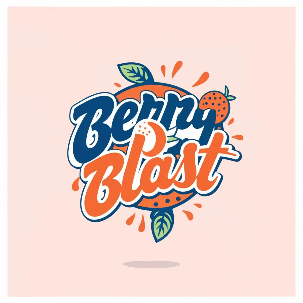logo, light blue and light orange fruits, very minimal, cereal brand, with the text "Berry Blast", typography, be used in Restaurant industry