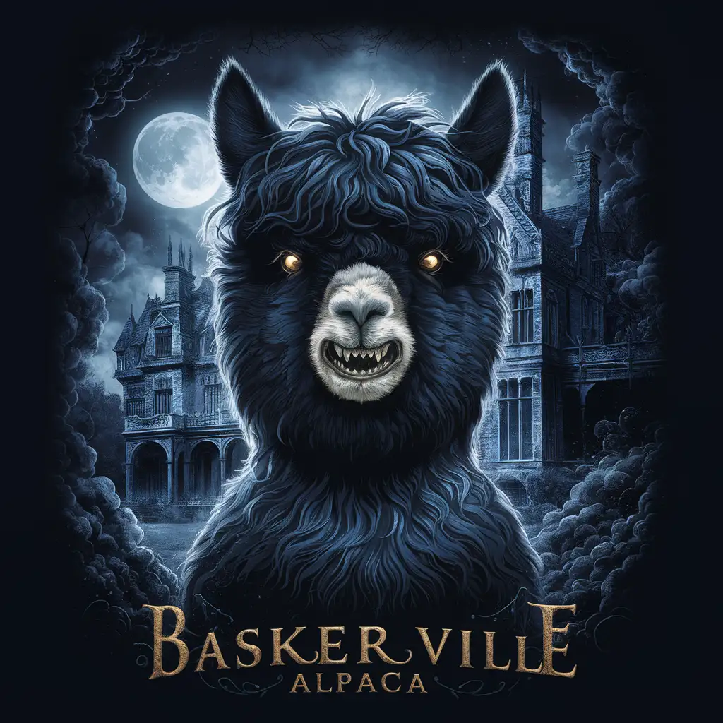 Альпака Баскервилей - тёмное, мистическое животное, которое приносит несчастье старинному английскому роду.