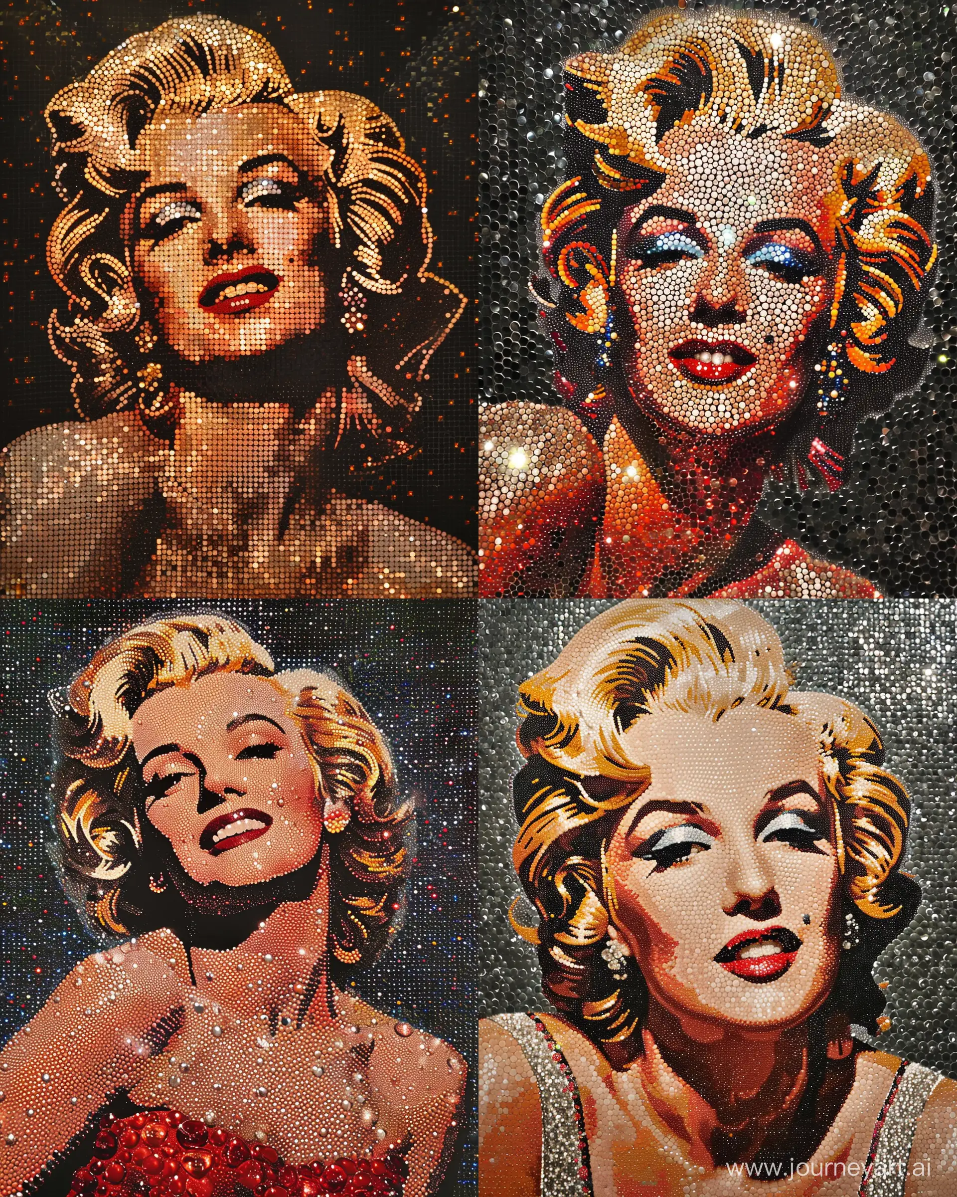 Marilyn-Monroe-Glass-Circle-Portrait-in-Pointillism-Style
