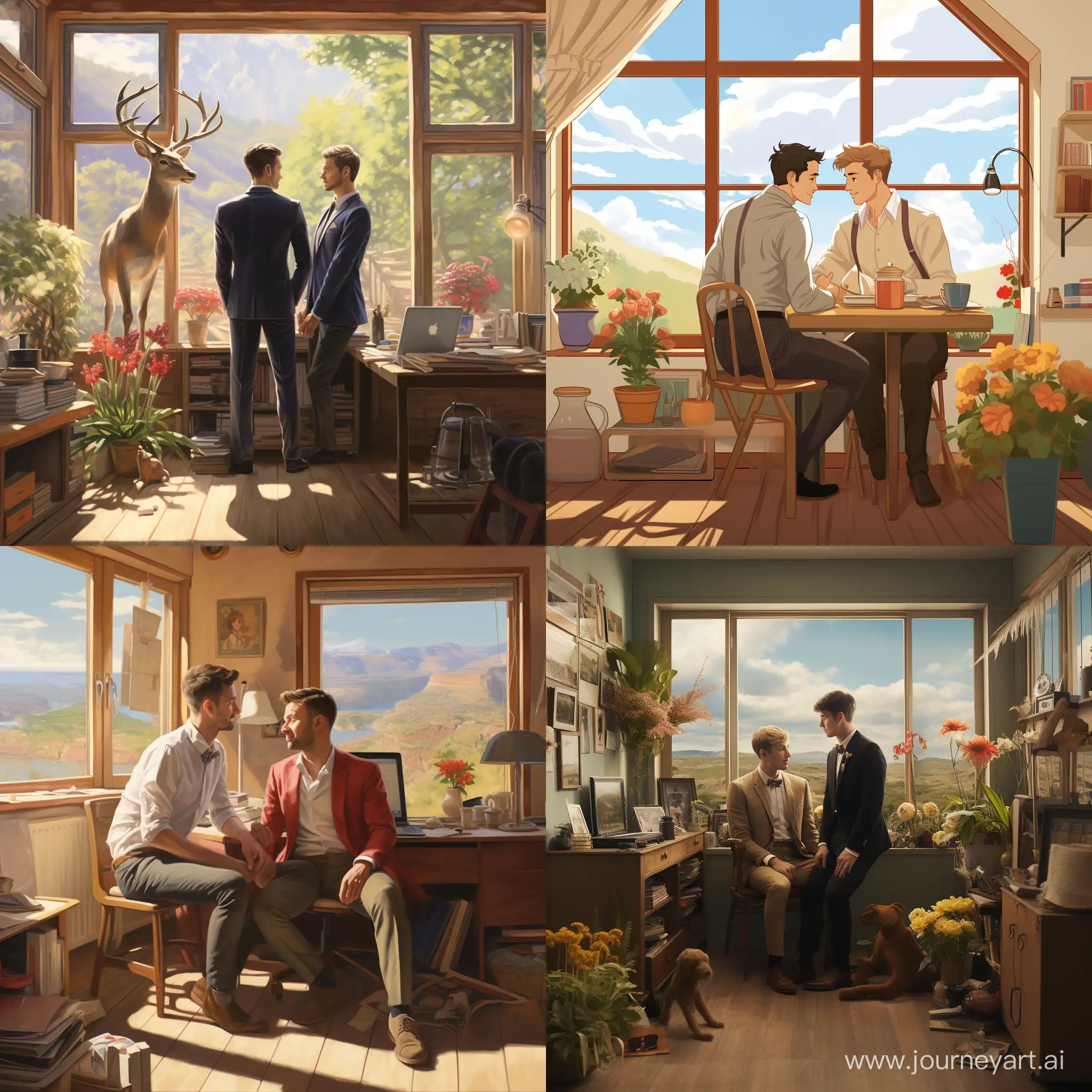 Gay-Couple-in-Countryside-Office-Romantic-Rural-Retreat