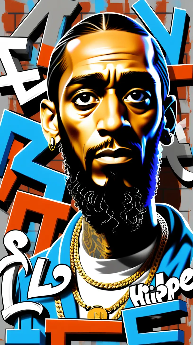 Nipsey hustle graffiti style true hip hop No background