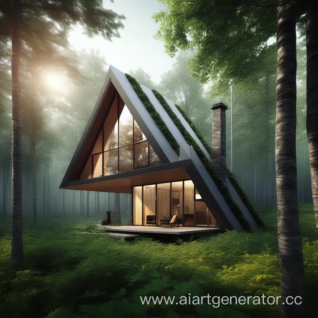 красивый домик в лесу и с плакатом 100проектов.рф