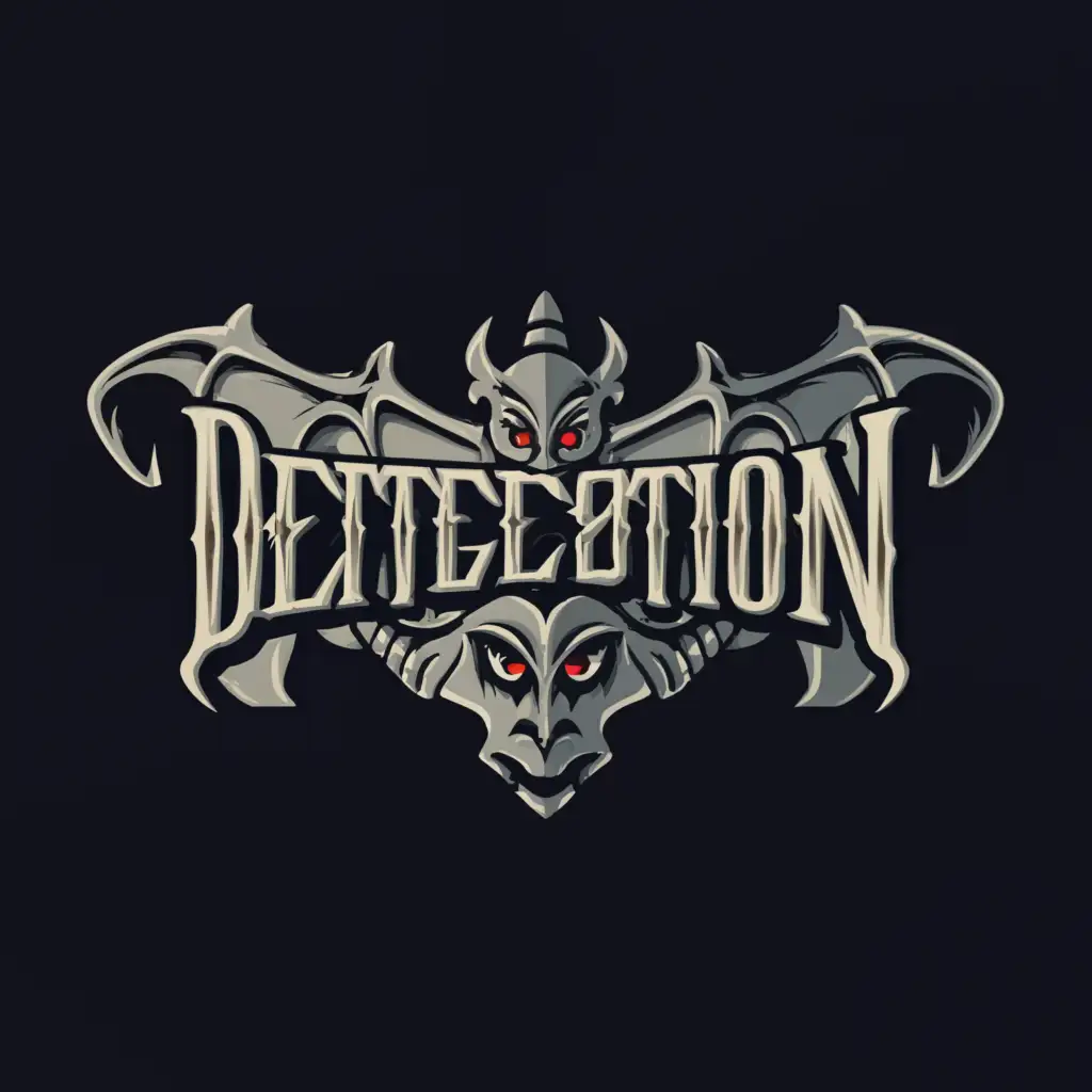 a logo design,with the text "Detestion", main symbol:Gargoyle,complex,be used in Entertainment industry,clear background