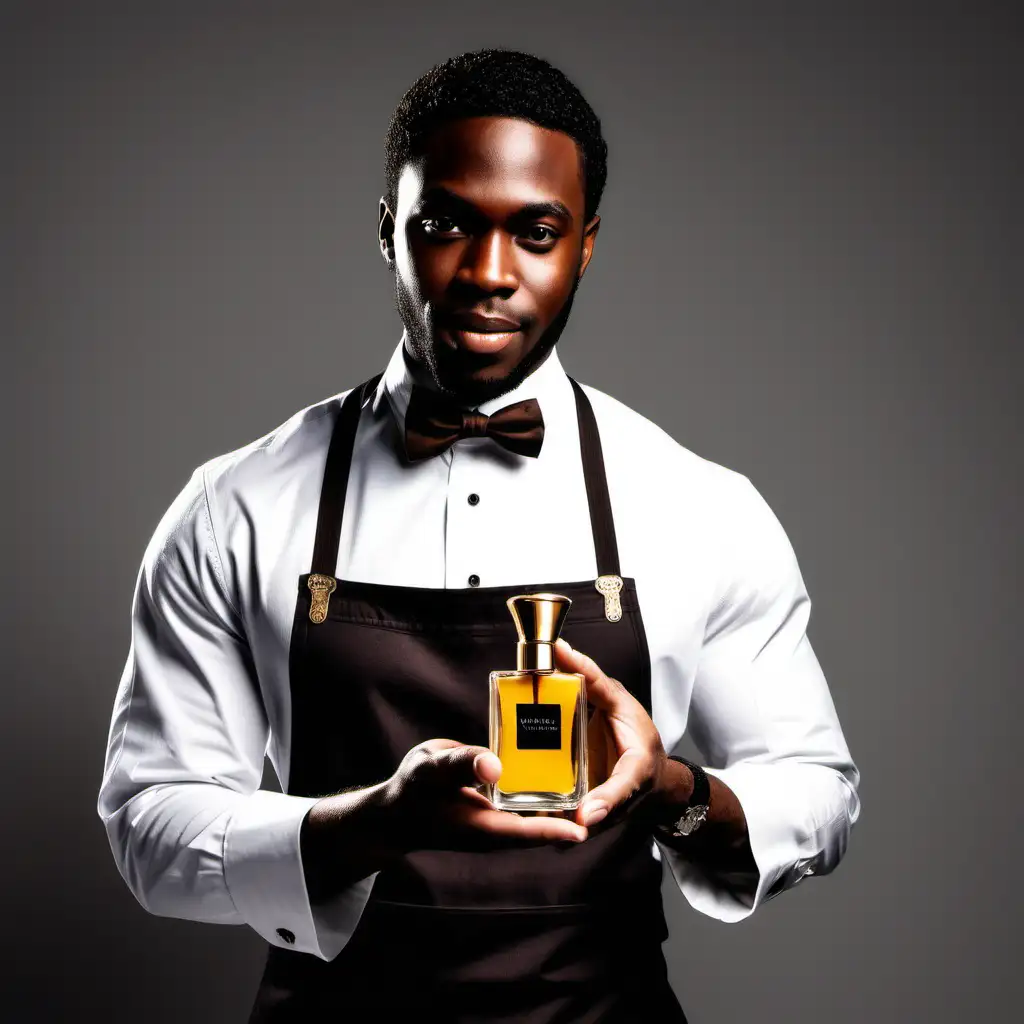 create a image of a black male perfumer holding vanilla
