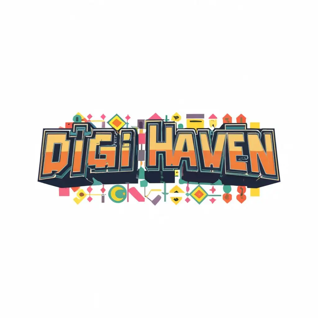 logo, the digimon logo, with the text "DigiHaven", typography