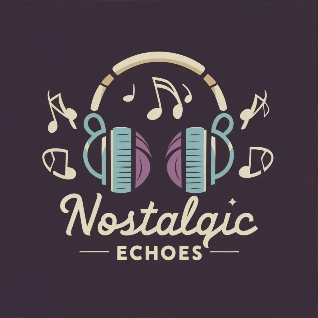 logo, headphone, with the text "Nostalgic Echoes", typography, be used in Entertainment industry