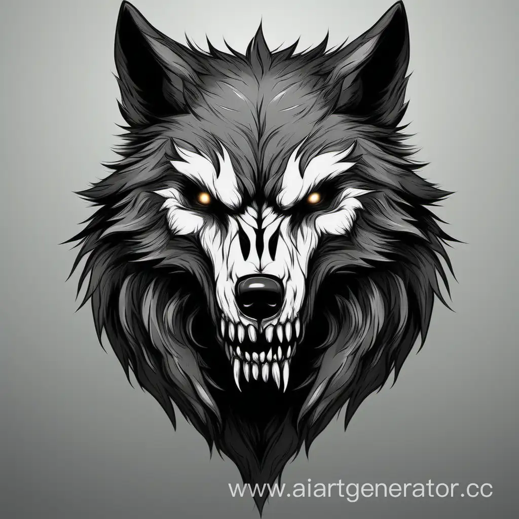 Majestic-Dark-Gray-Wolf-with-Skull-Face