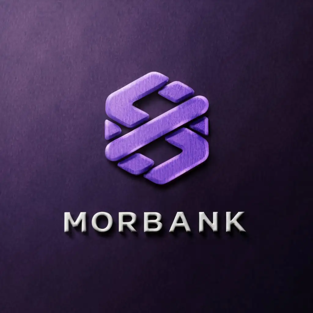 a logo design,with the text "MorBank", main symbol:Purple, knit, bank, money, 3d, clean background,complex,clear background
