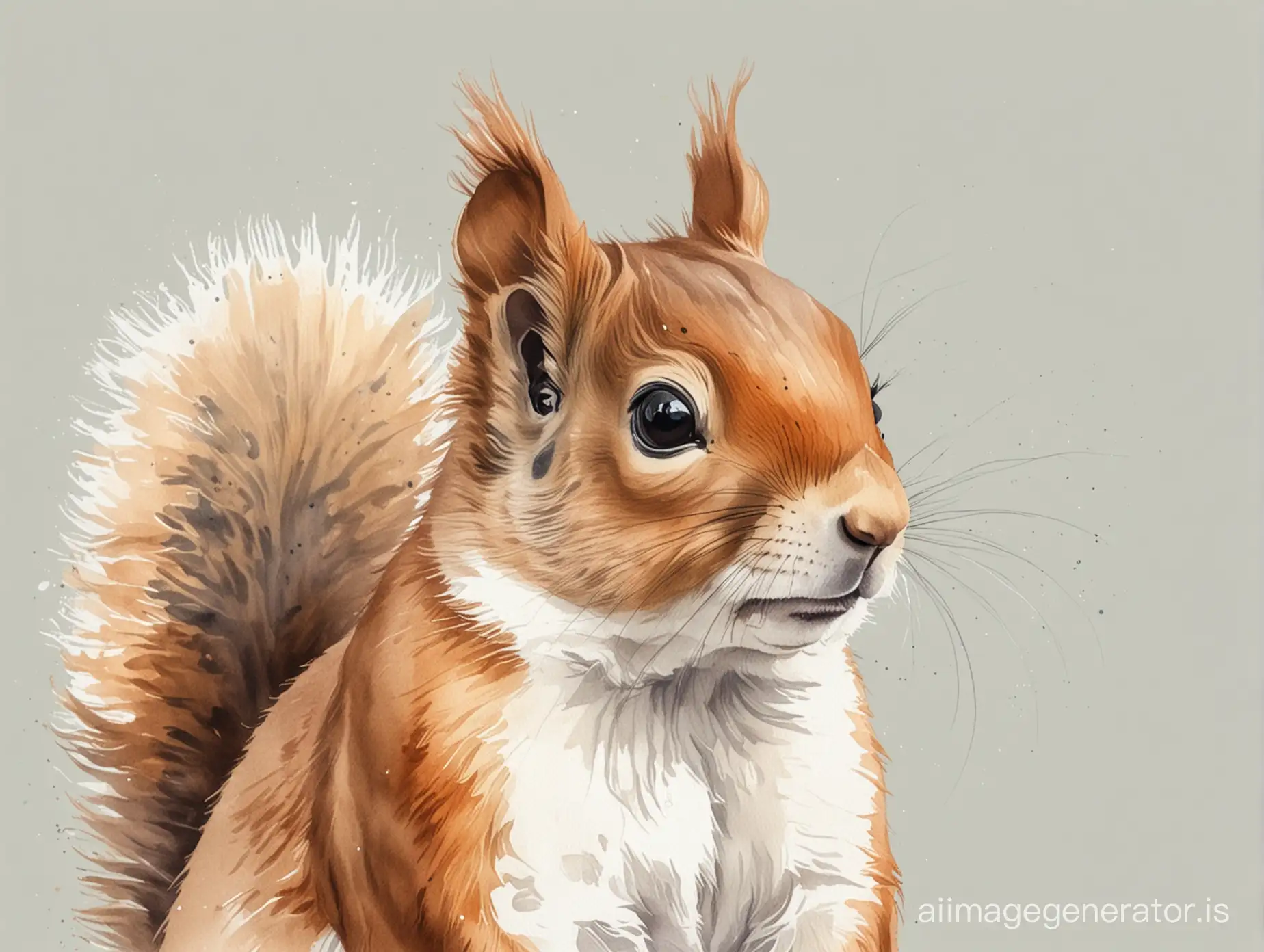 Squirrel with white French beard and spectacle in Watercolor Style