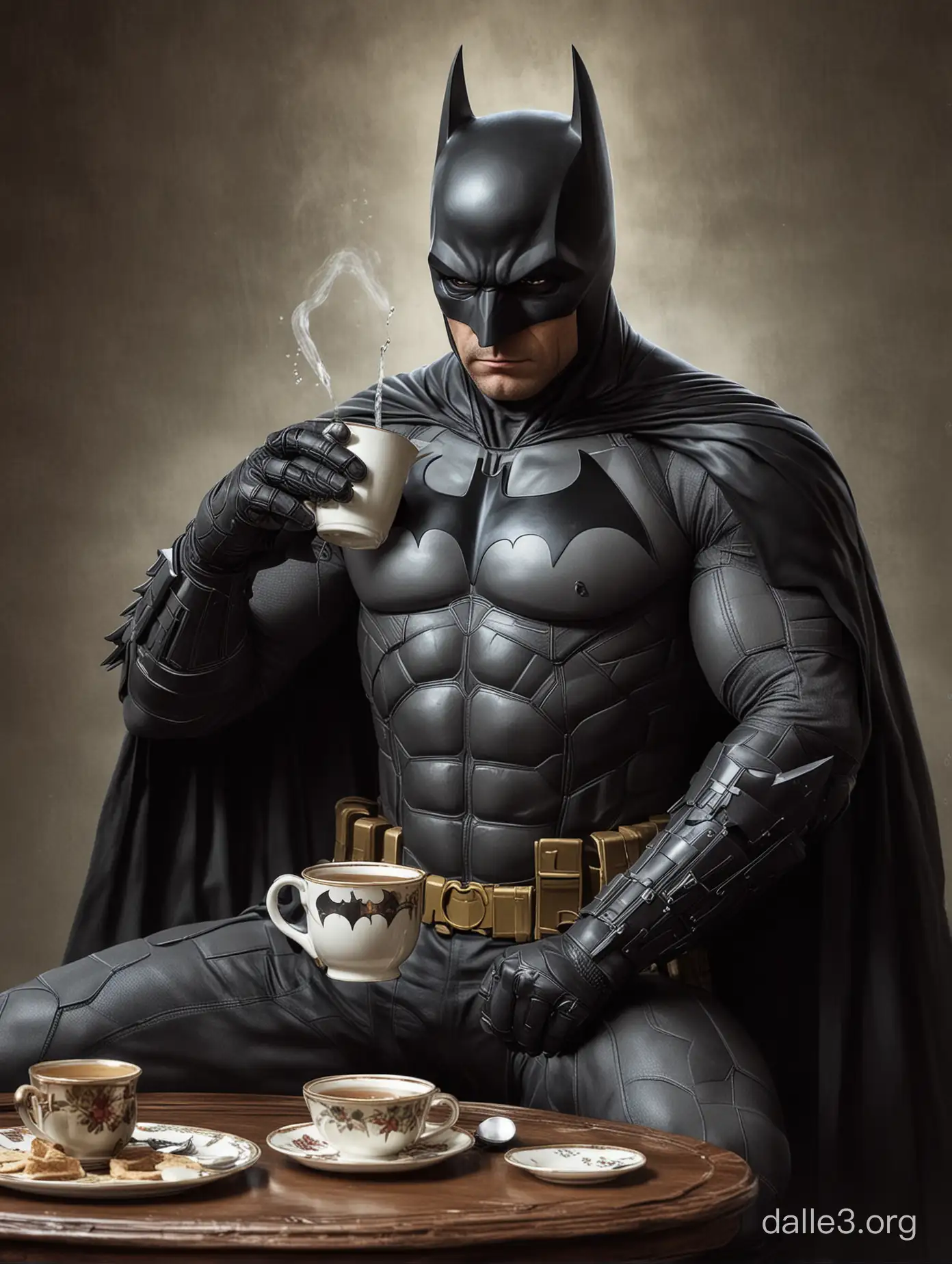 batman drinking tea