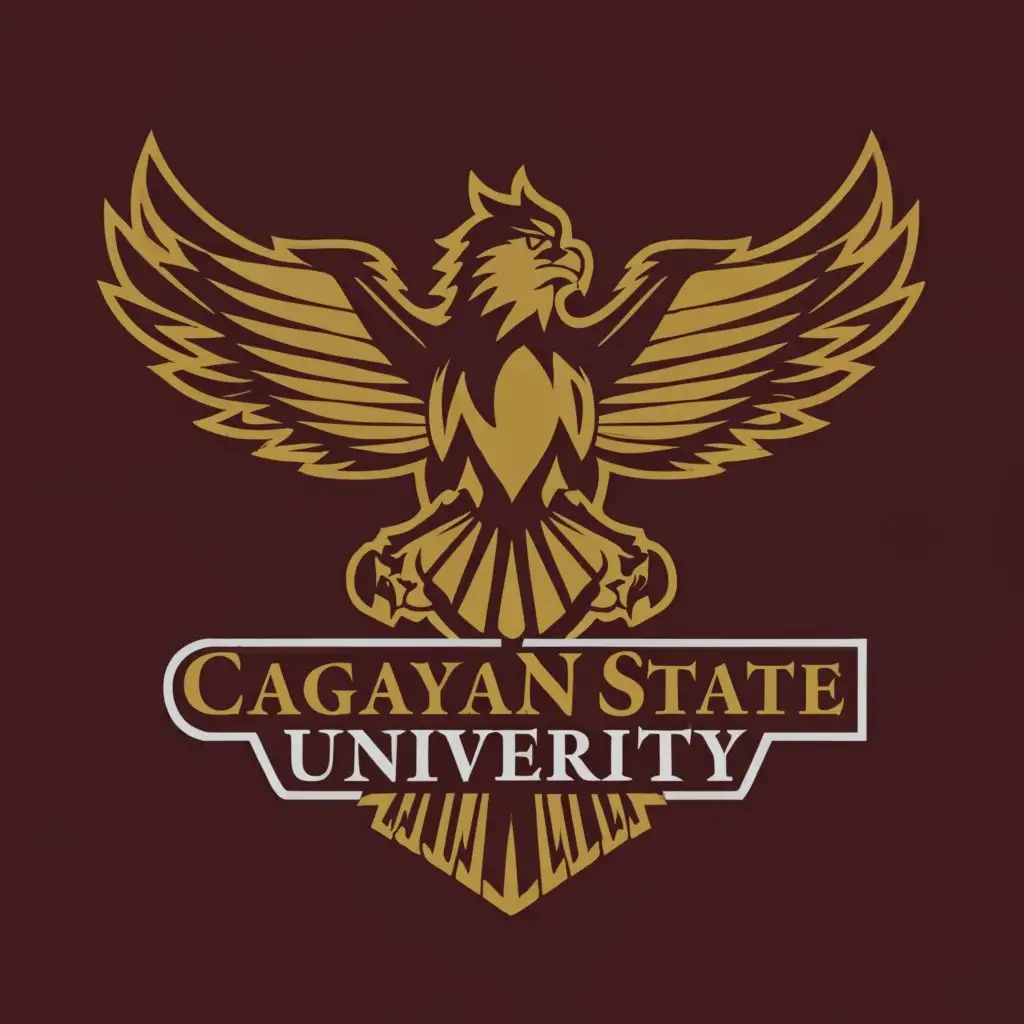 a logo design,with the text "Cagayan State University", main symbol:A gold hawk, the color theme is gold and maroon,Moderate,be used in Education industry,clear background