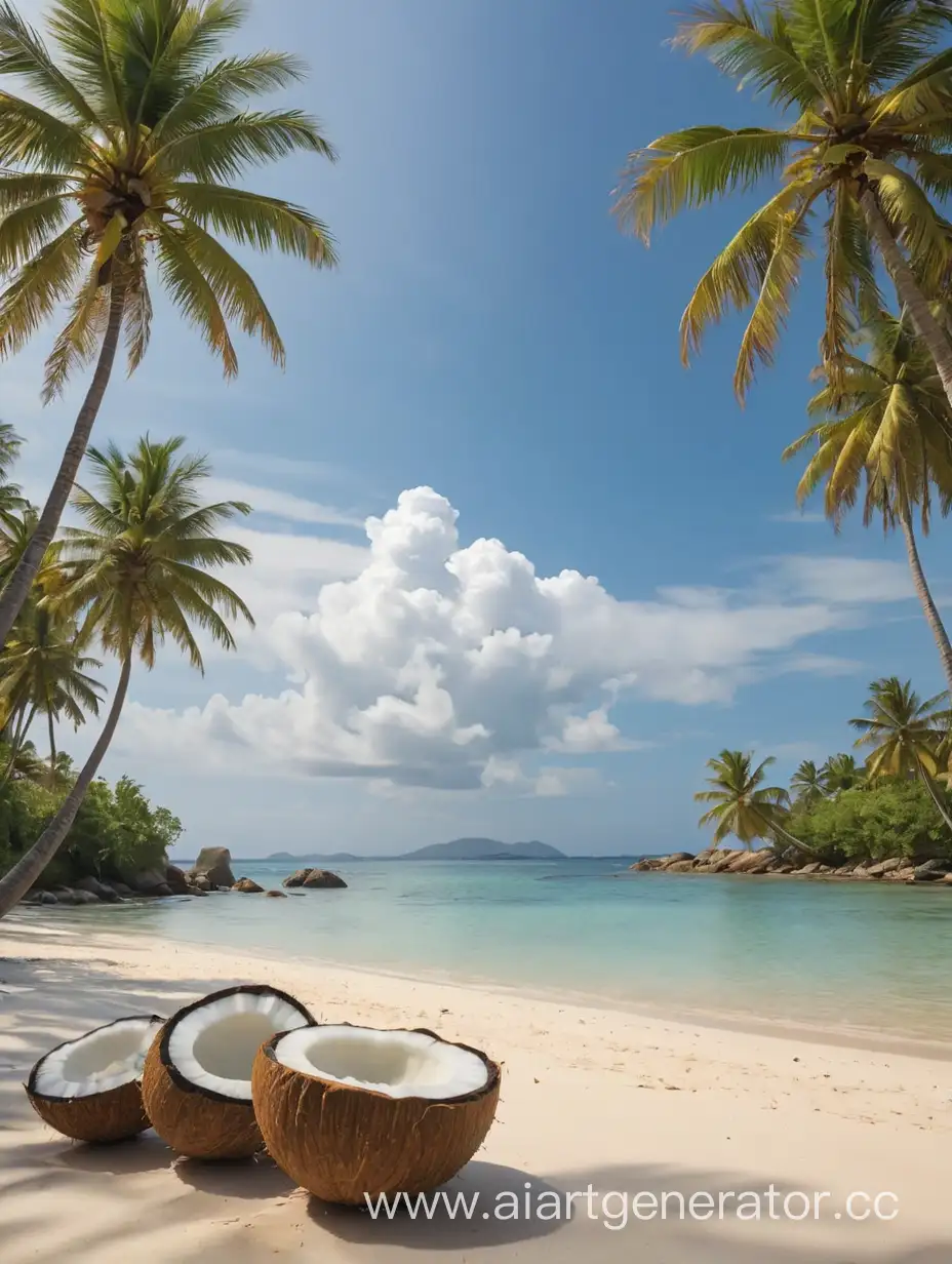 кокосовое море с пляжем 
