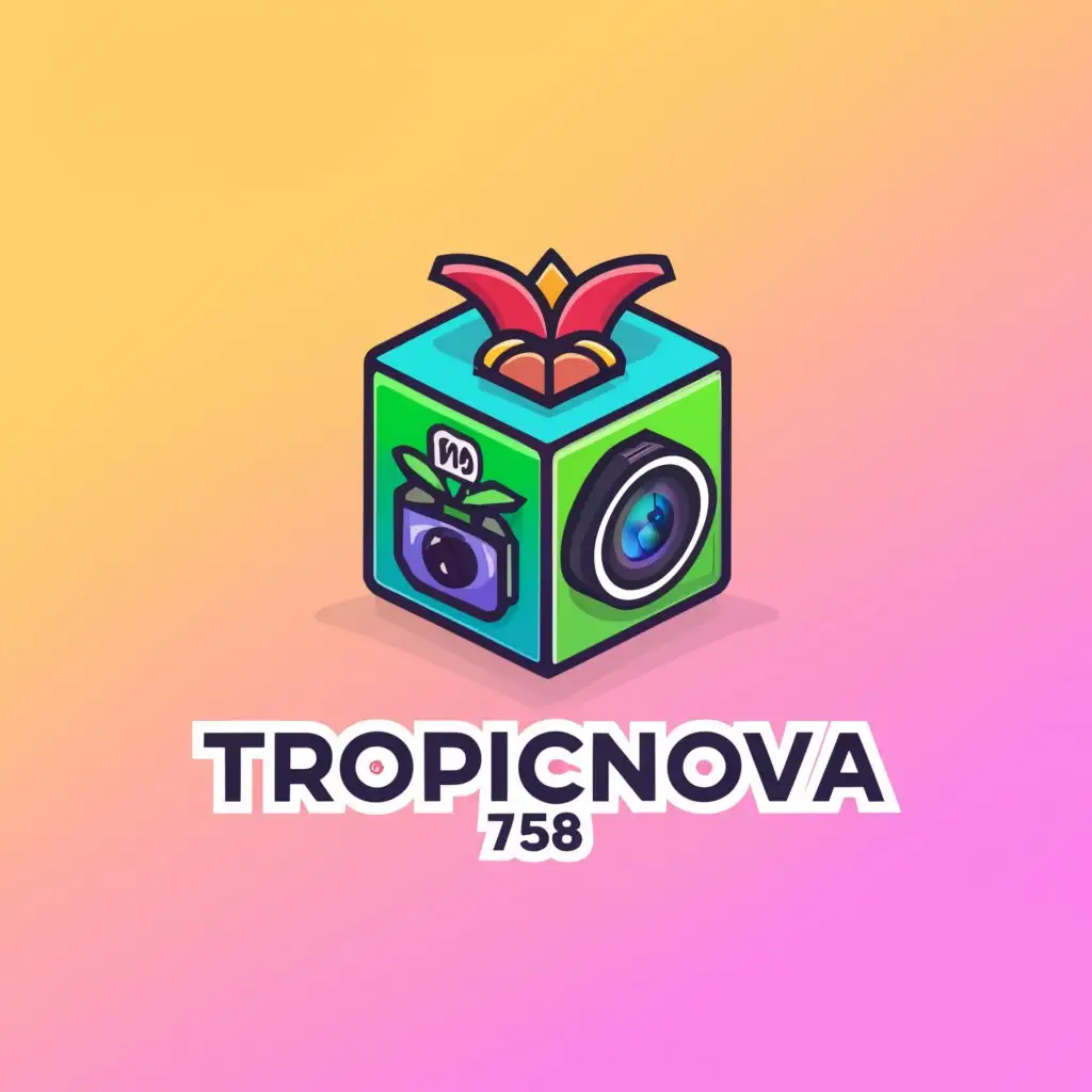 a logo design,with the text "Tropicnova 758", main symbol:videography tropical 3d cube,Moderate,be used in Entertainment industry,clear background