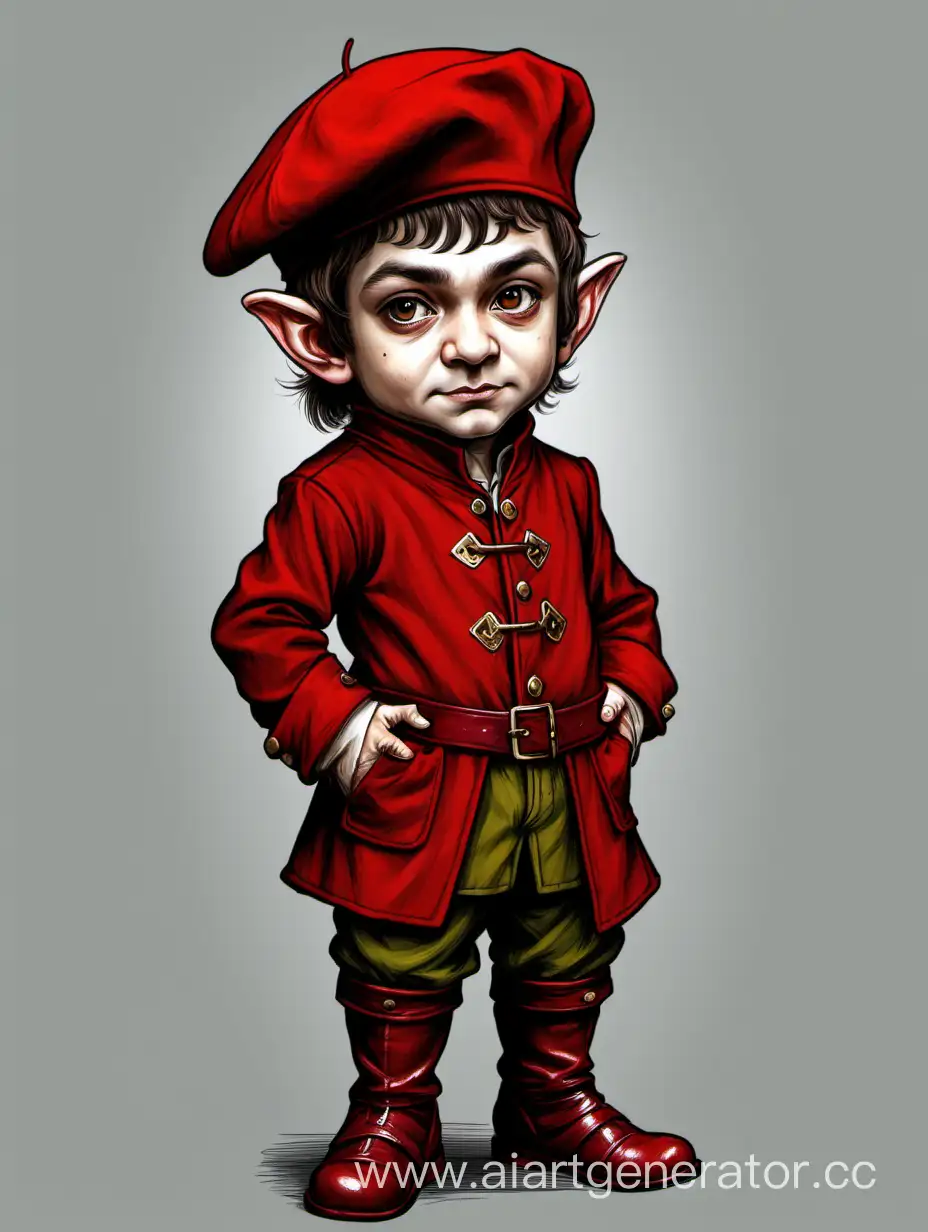 draw a halfling in a red suit and beret