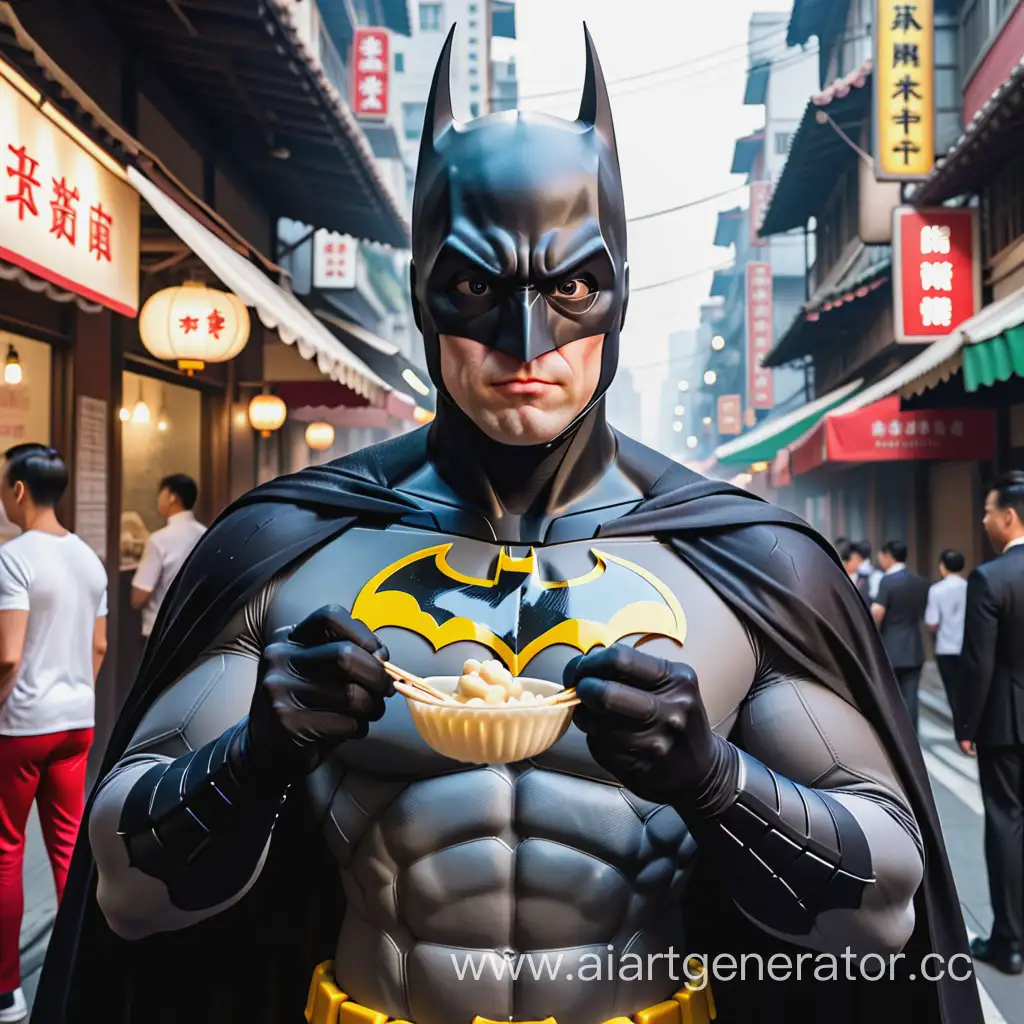 Batman-Enjoying-Dumplings-in-Gotham-City