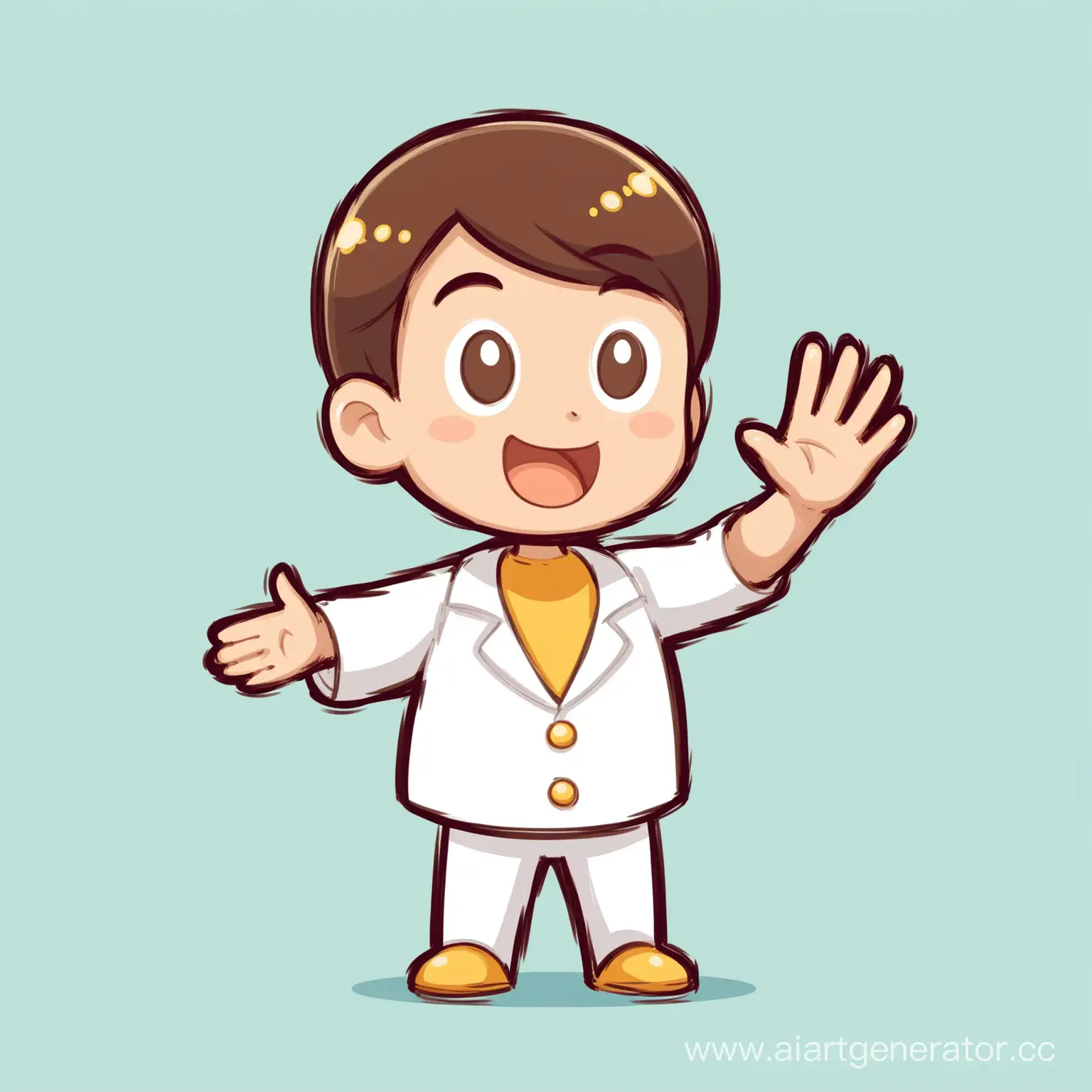 Friendly-Cartoon-Character-Waving-on-White-Background