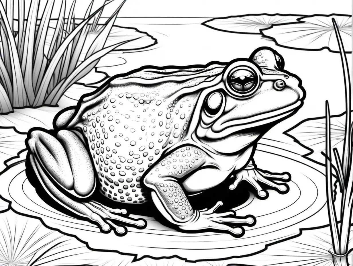 Detailed African Bullfrog Coloring Page for Adults